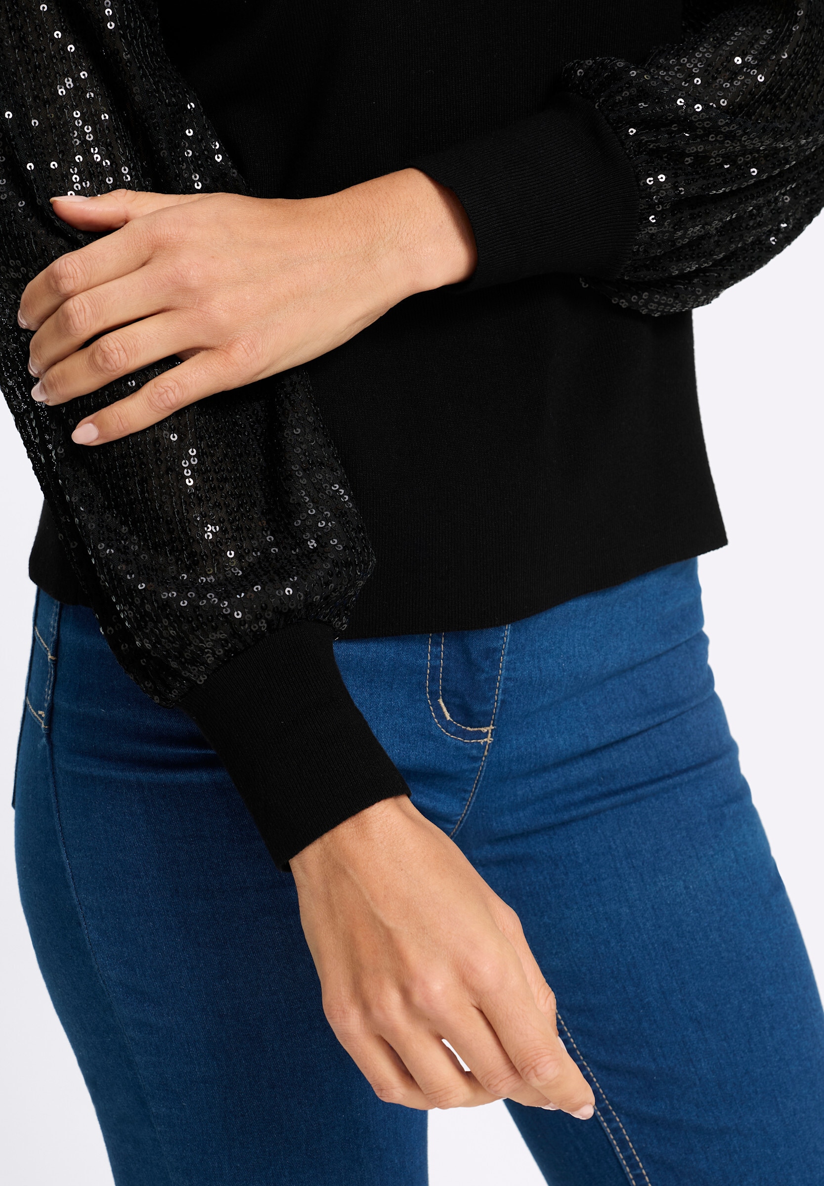 heine Longpullover »Pullover Langarm-Pullover mit Pailletten-Verzierung«