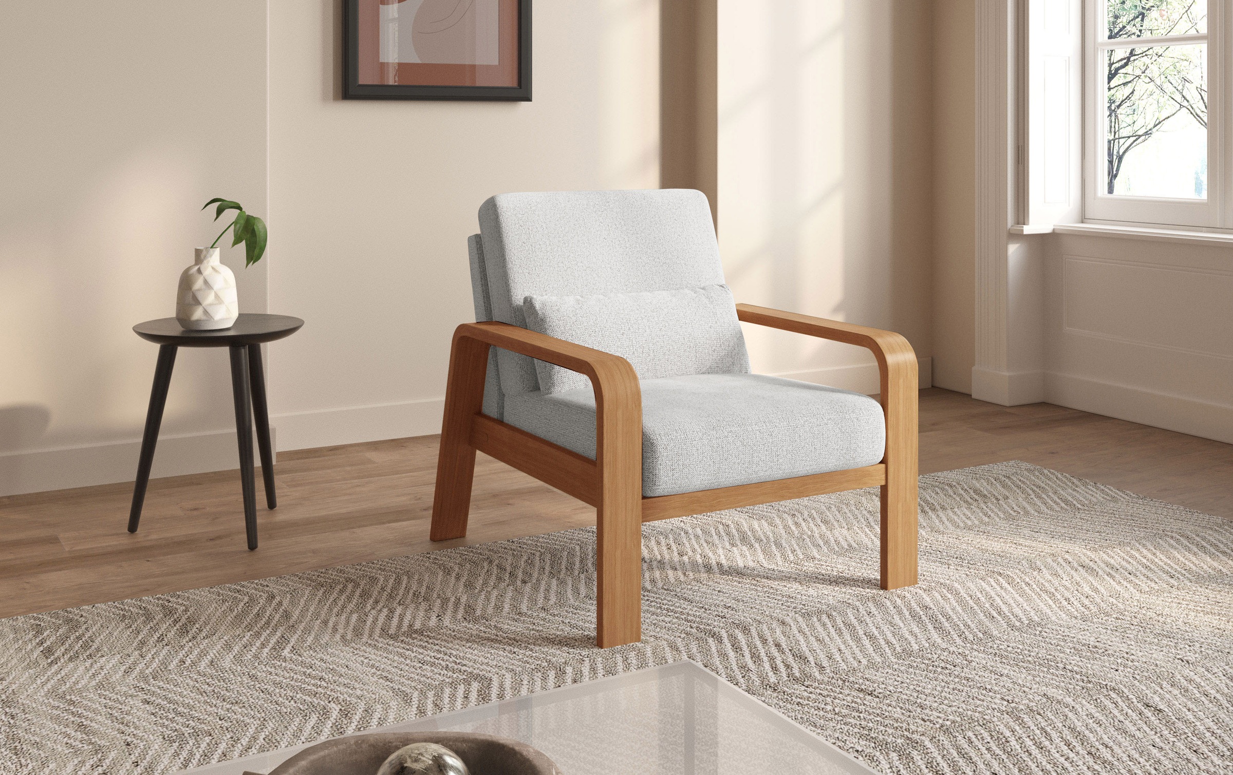 sit&more Sessel »Kolding«, Armlehnen aus eichefarbigem Buchenholz, verschiedene Bezüge und Farben