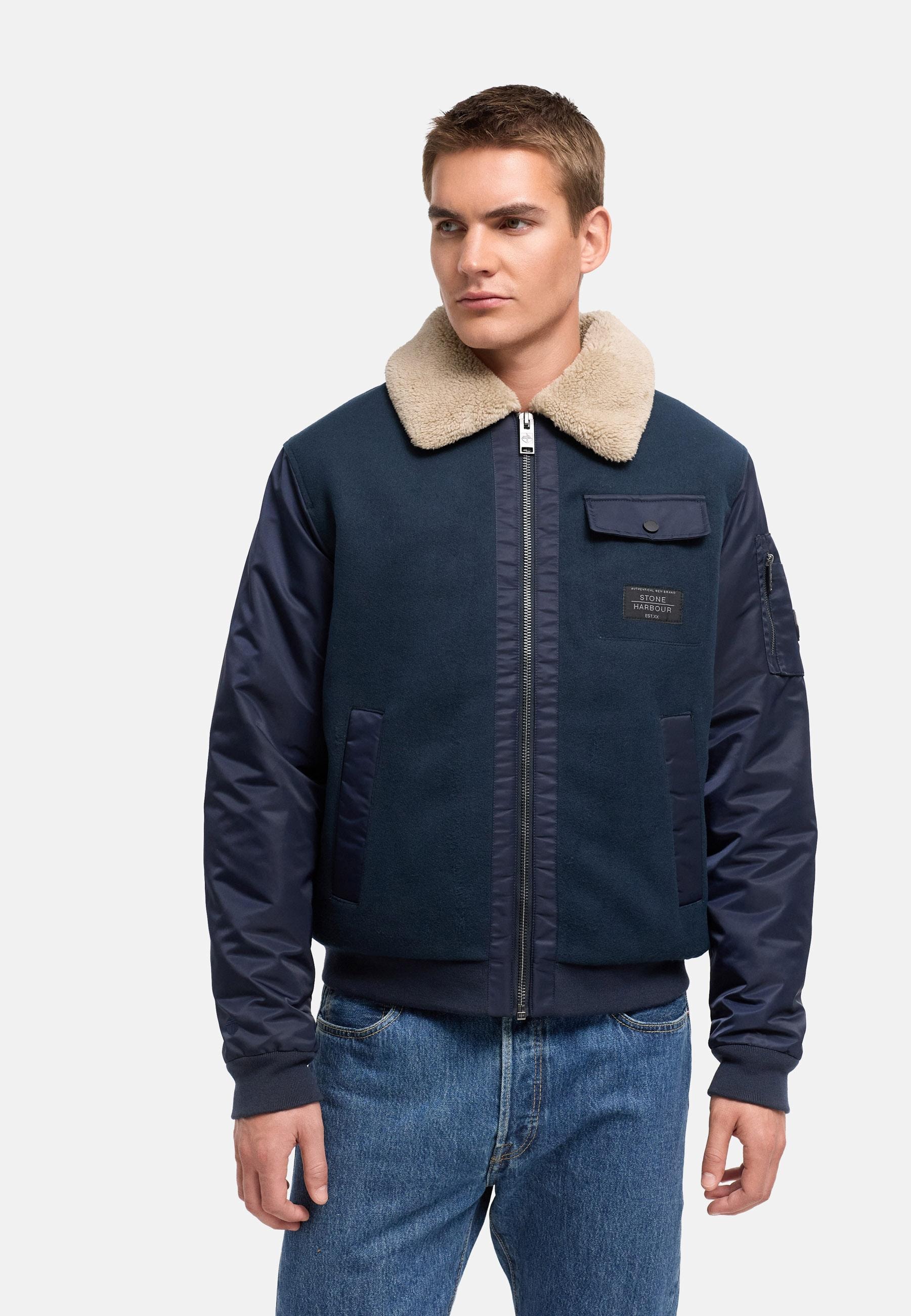 Stone Harbour Winterjacke »Winterjacke Somaeel XX« ohne Kapuze Warme Herren Hybridjacke mit Teddykragen