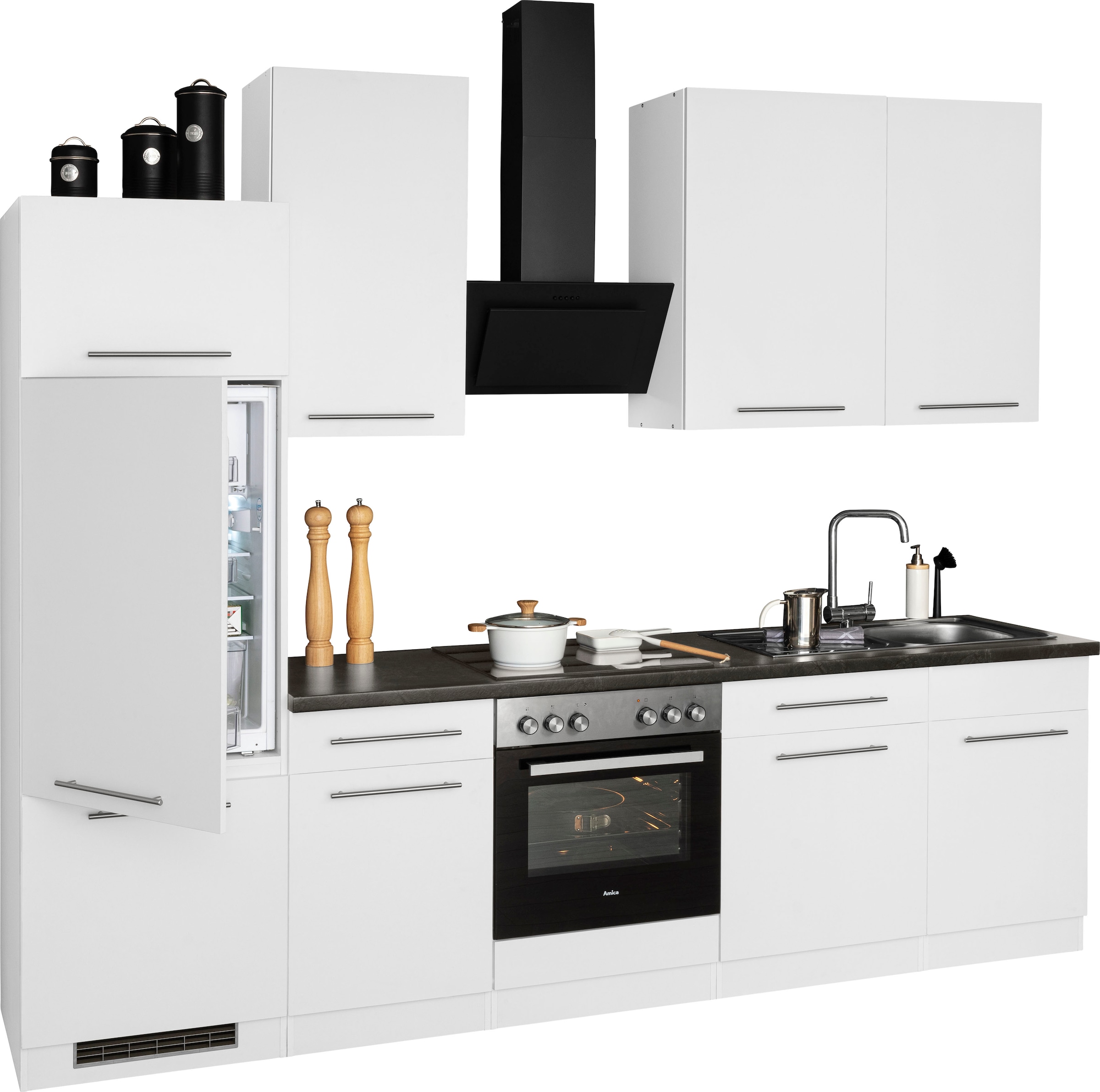 wiho Küchen Küchenzeile »Unna«, mit E-Geräten, Breite 280 cm
