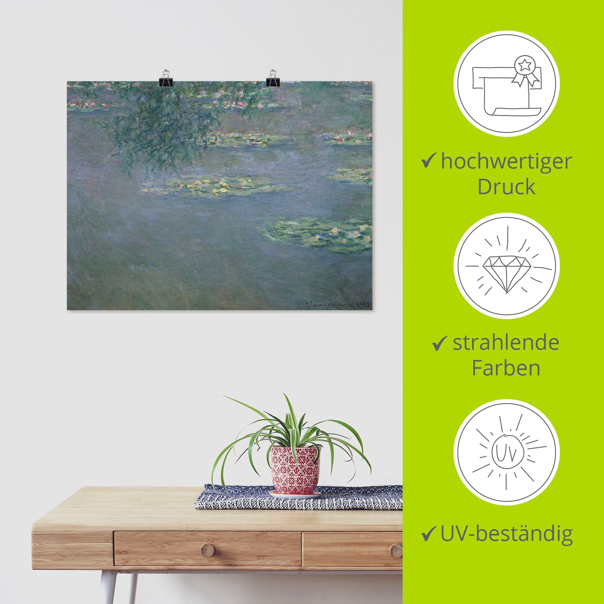 Artland Kunstdruck »Seerosen. 1903.«, Blumen, (1 St.), als Alubild, Leinwandbild, Wandaufkleber oder Poster in versch. Größen