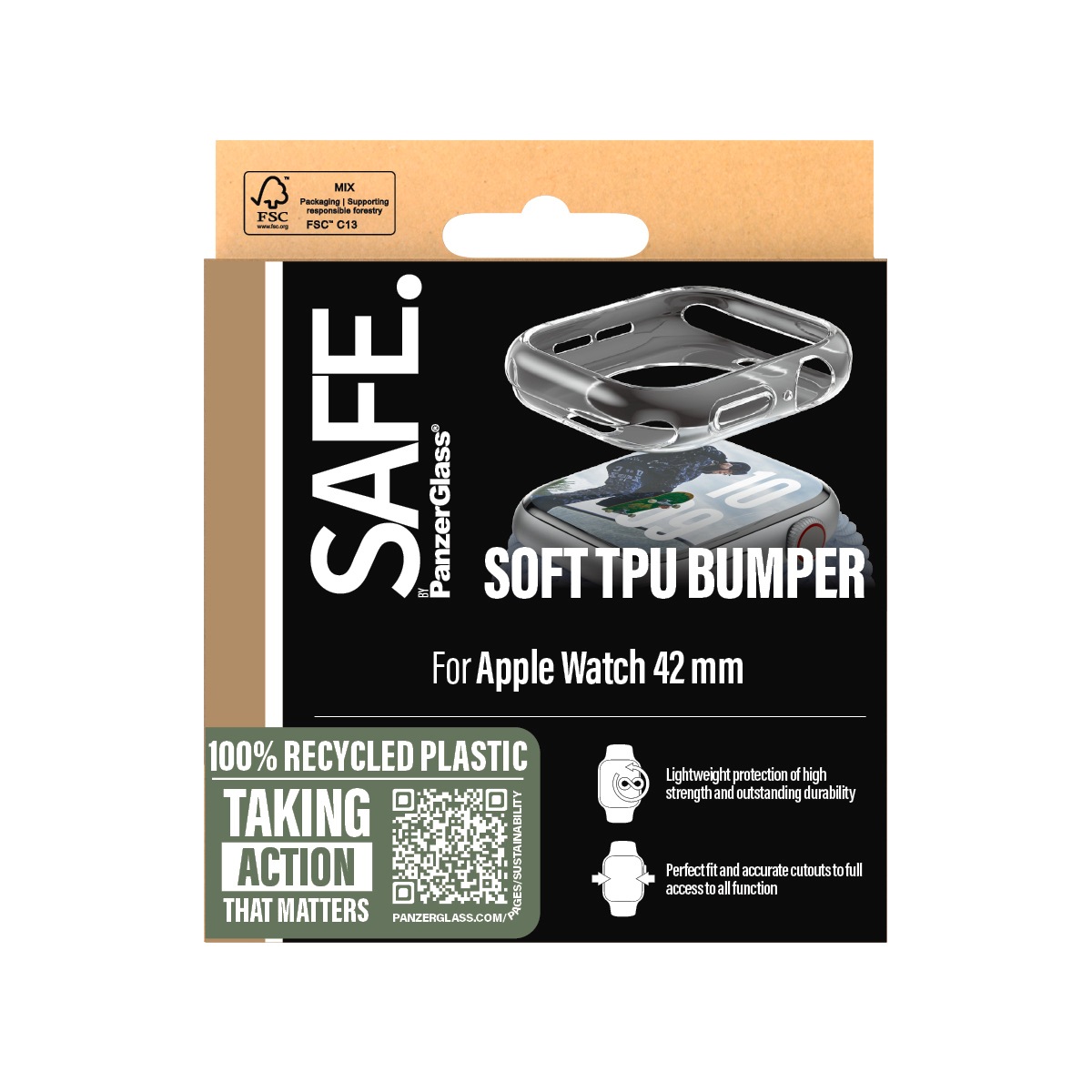 SAFE by PanzerGlass Handyhülle »TPU Bumper für Apple Watch 10 42mm«, Backcover, Schutzhülle, Handyschutzhülle, Case, Schutzcase, stoßfest
