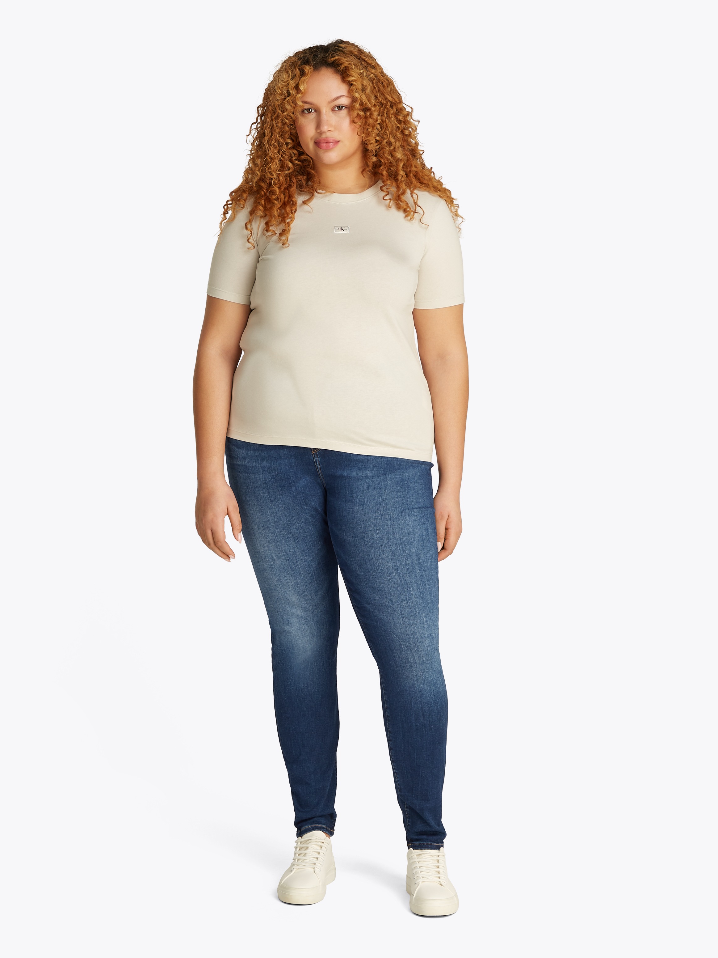 Tommy Hilfiger Curve Skinny-fit-Jeans »CRV HARLEM SKINNY RW NEW DOREEN«, in Großen Größen, Tommy Jeans Logo-Badge, stoned wash Optik