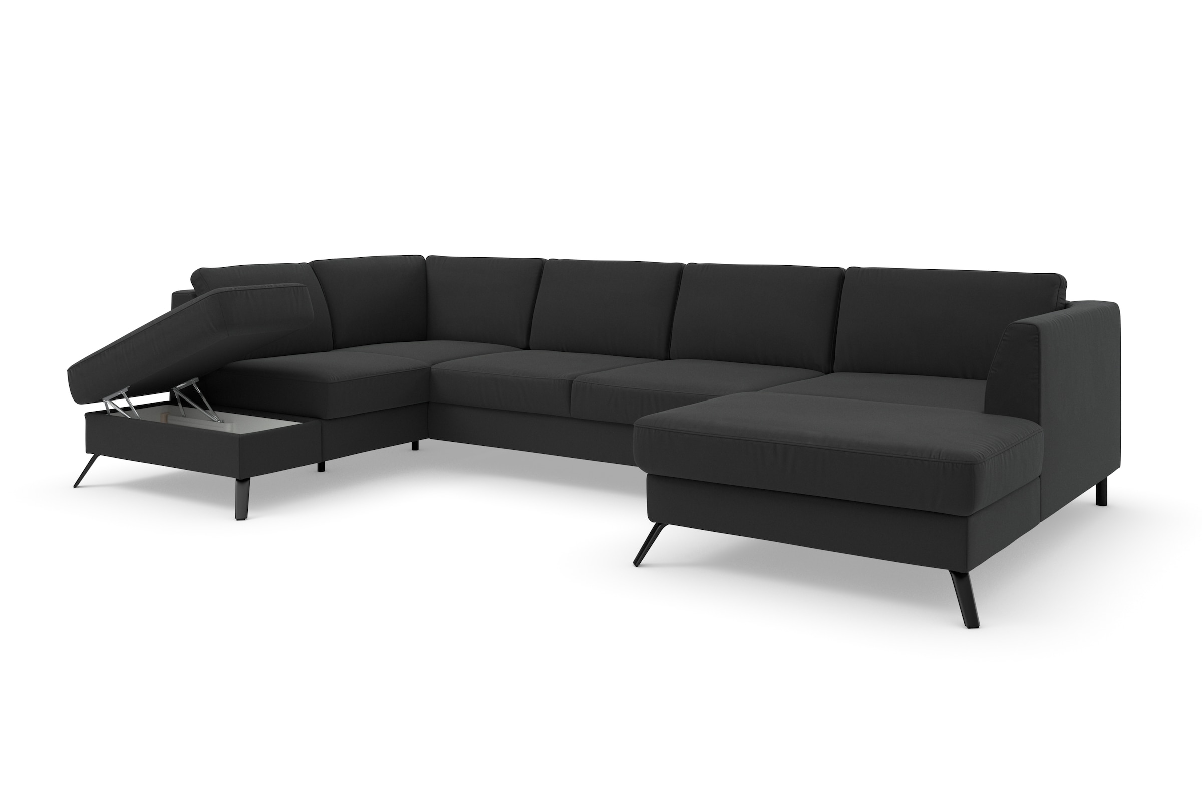 sit&more Wohnlandschaft »Olsen U-Form«, inklusive Sitztiefenverstellung, wahlweise mit Bettfunktion, 15cm hoch