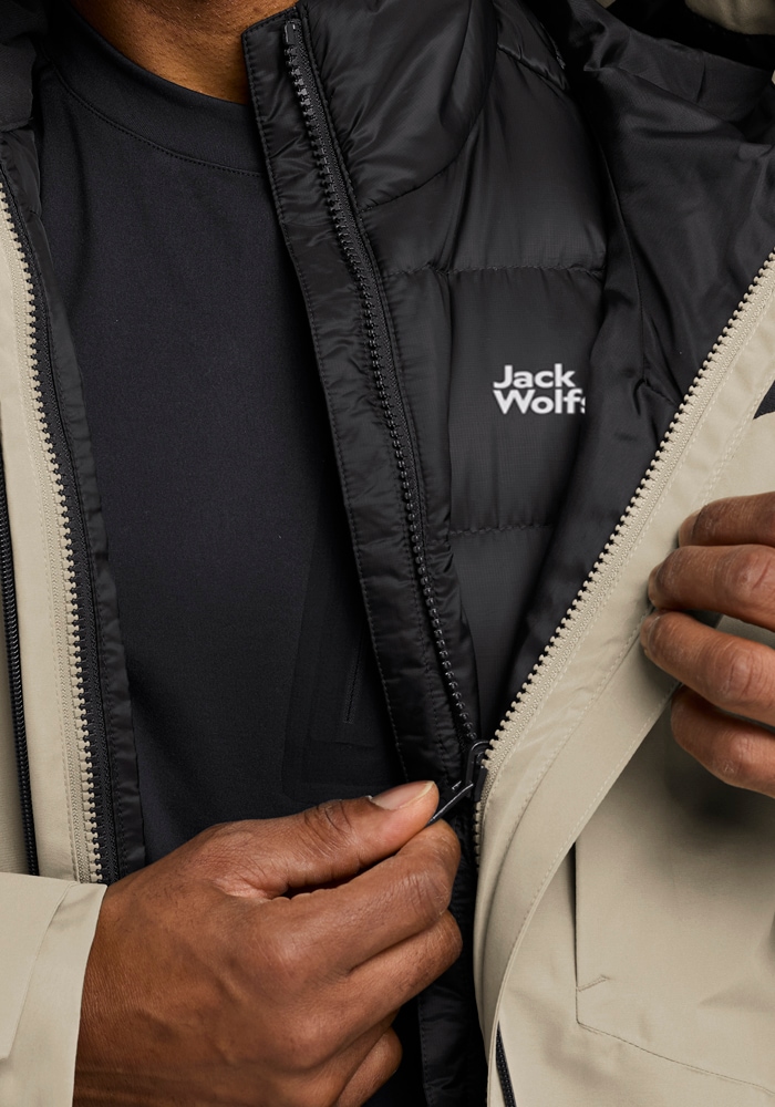 Jack Wolfskin 3-in-1-Funktionsjacke »ICECAPE 3IN1 DOWN JKT M RDS«, mit Kapuze