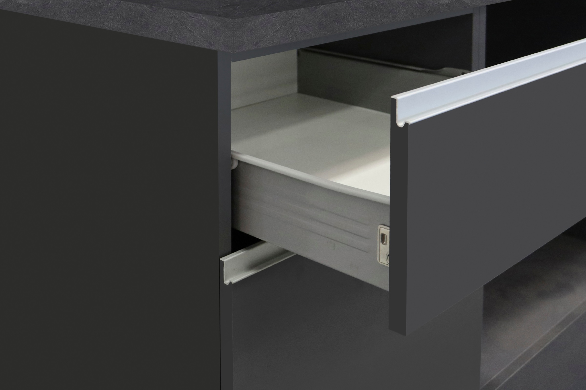 KOCHSTATION »KS-Sole« Breite 256 cm, mit Regalen und Fächern, ohne E-Geräte