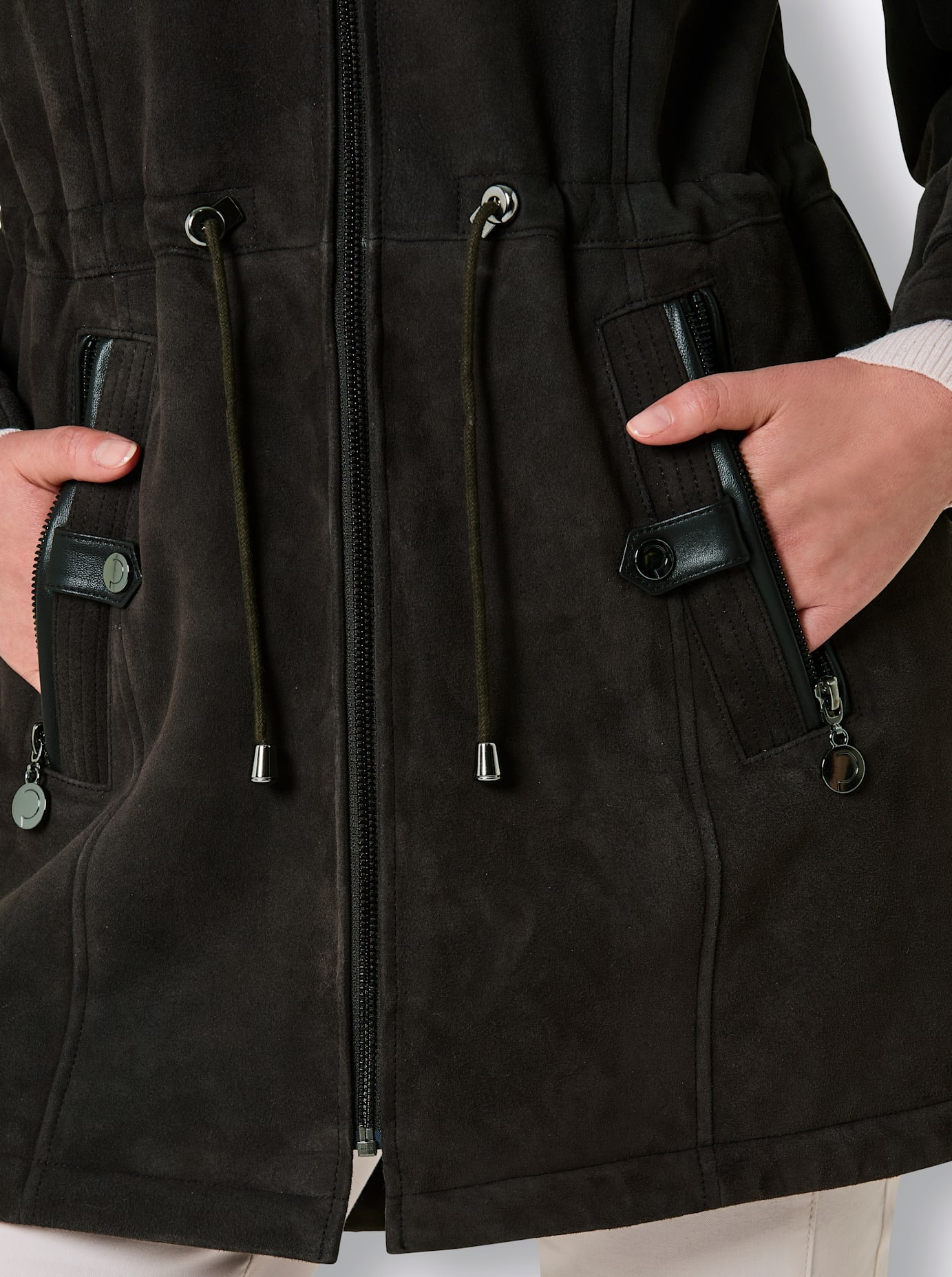 Mainpol Lederjacke mit Kapuze