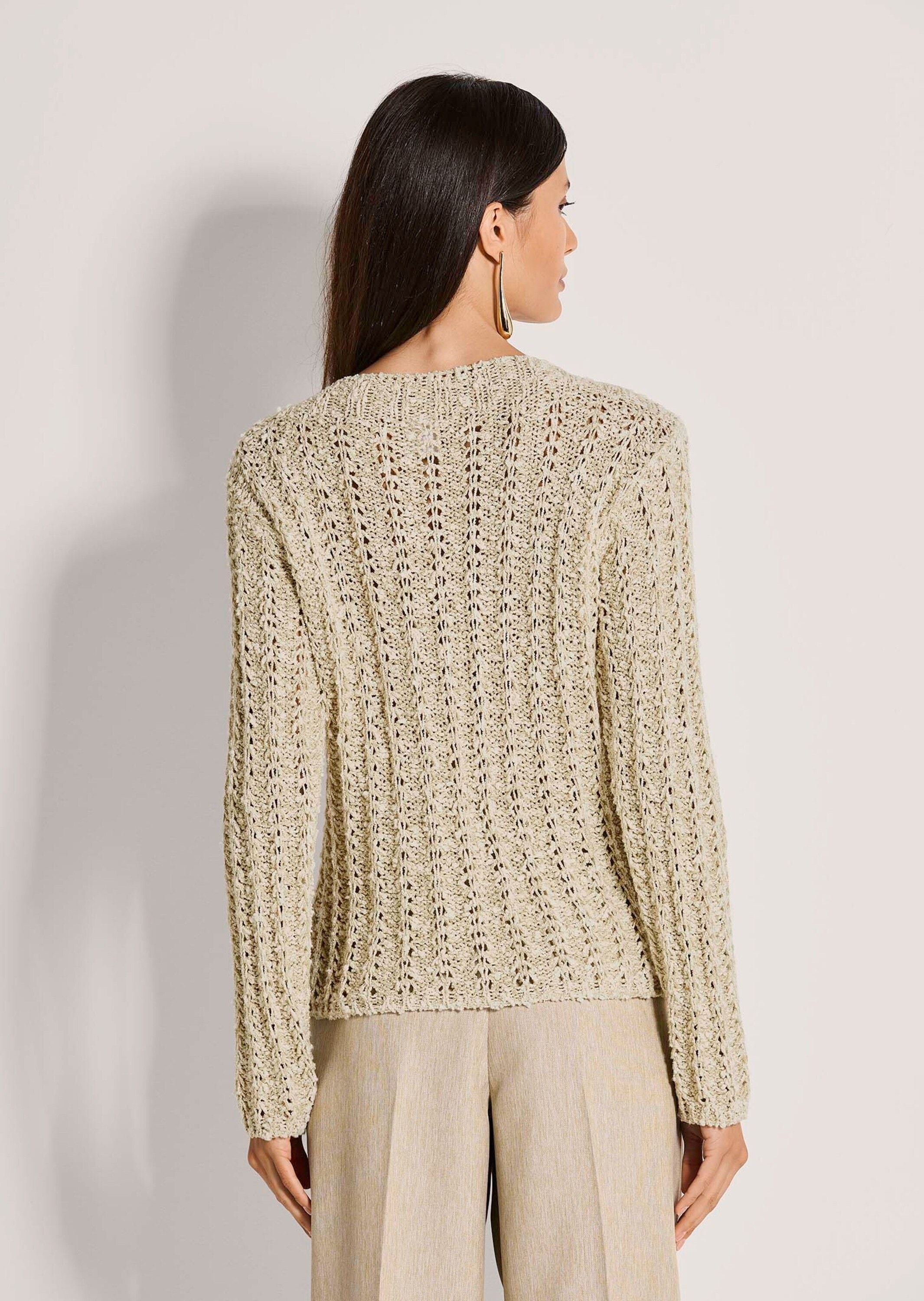 MADELEINE Longpullover »Strickpullover Baumwollpullover mit Rippenmuster« Durchbrochenes Rippenmuster