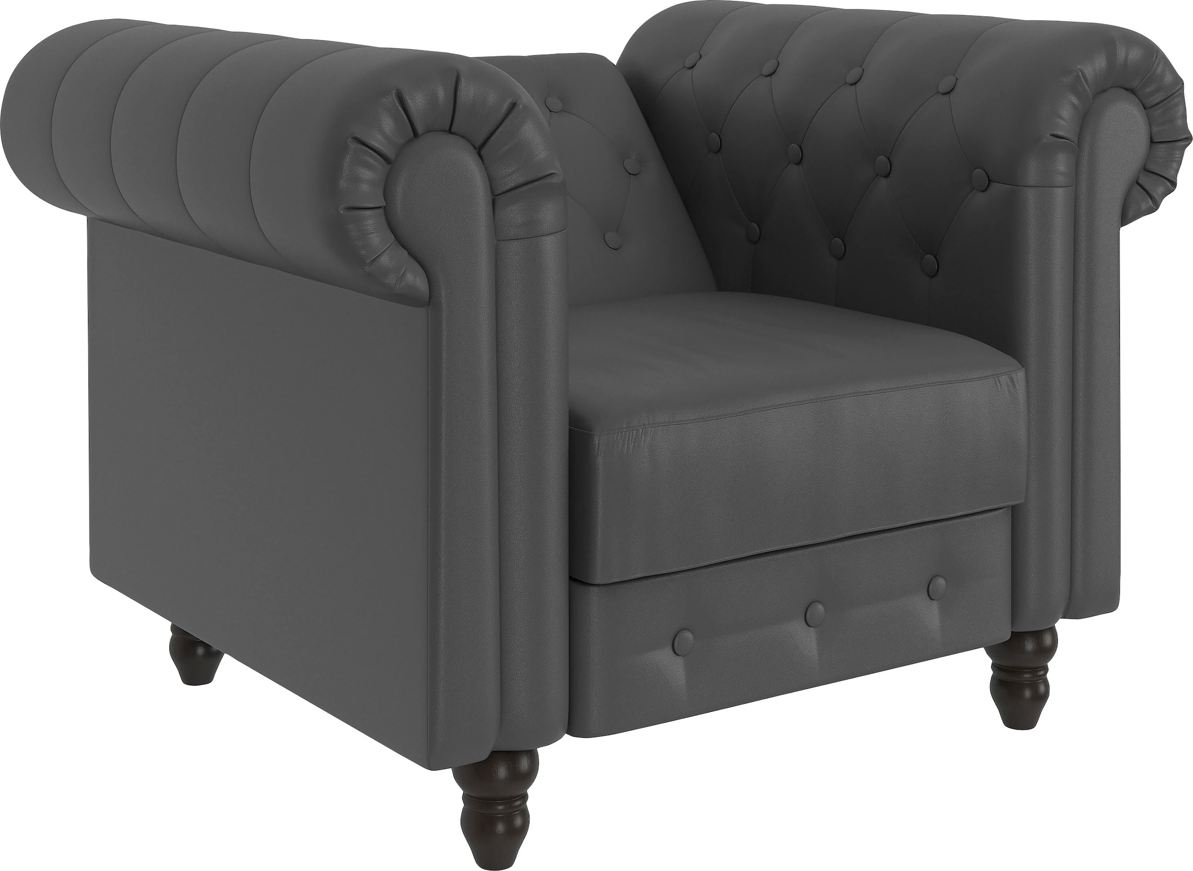 Dorel Home Chesterfield-Sessel »Felix«, mit Rückenlehne 3-fach verstellbar, Beine Massivholz, Sitzhöhe 46 cm