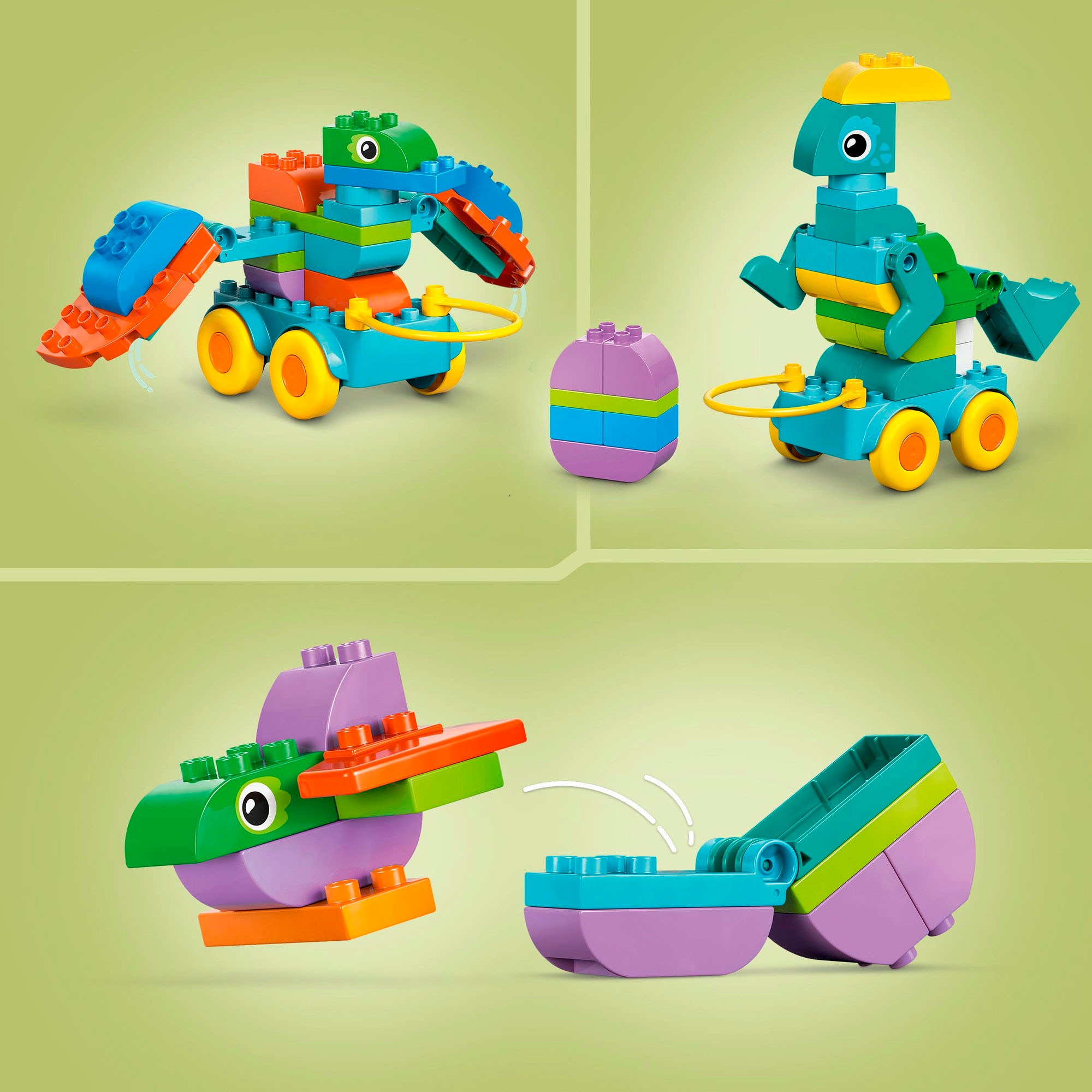 LEGO® Konstruktionsspielsteine »Dinos auf Rädern 3-in-1-Set (10451), LEGO DUPLO Town«, (108 St.), Made in Europe
