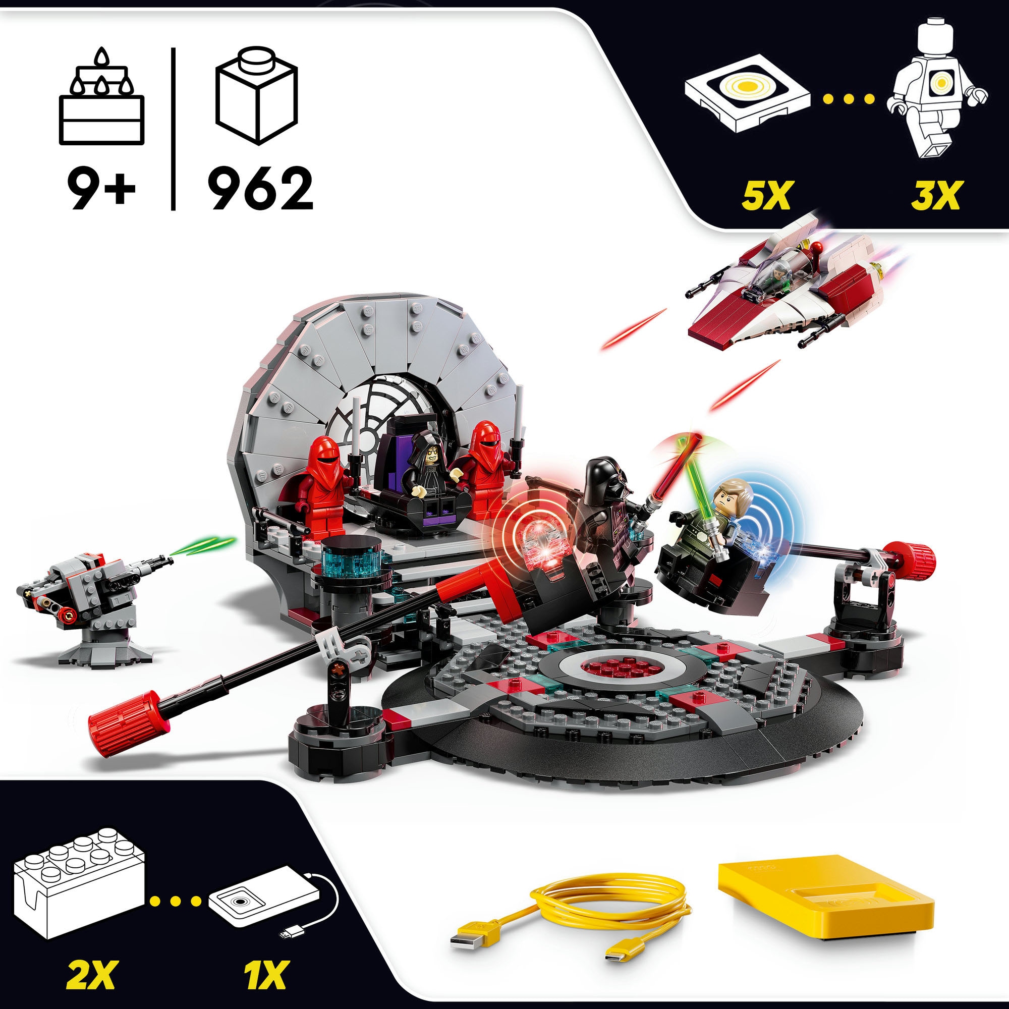 LEGO® Konstruktionsspielsteine »SMART Play: A-Wing und das Duell im Thronsaal (75427), LEGO Star Wars™« inklusive SMART Brick; mit Licht- und Soundeffekten