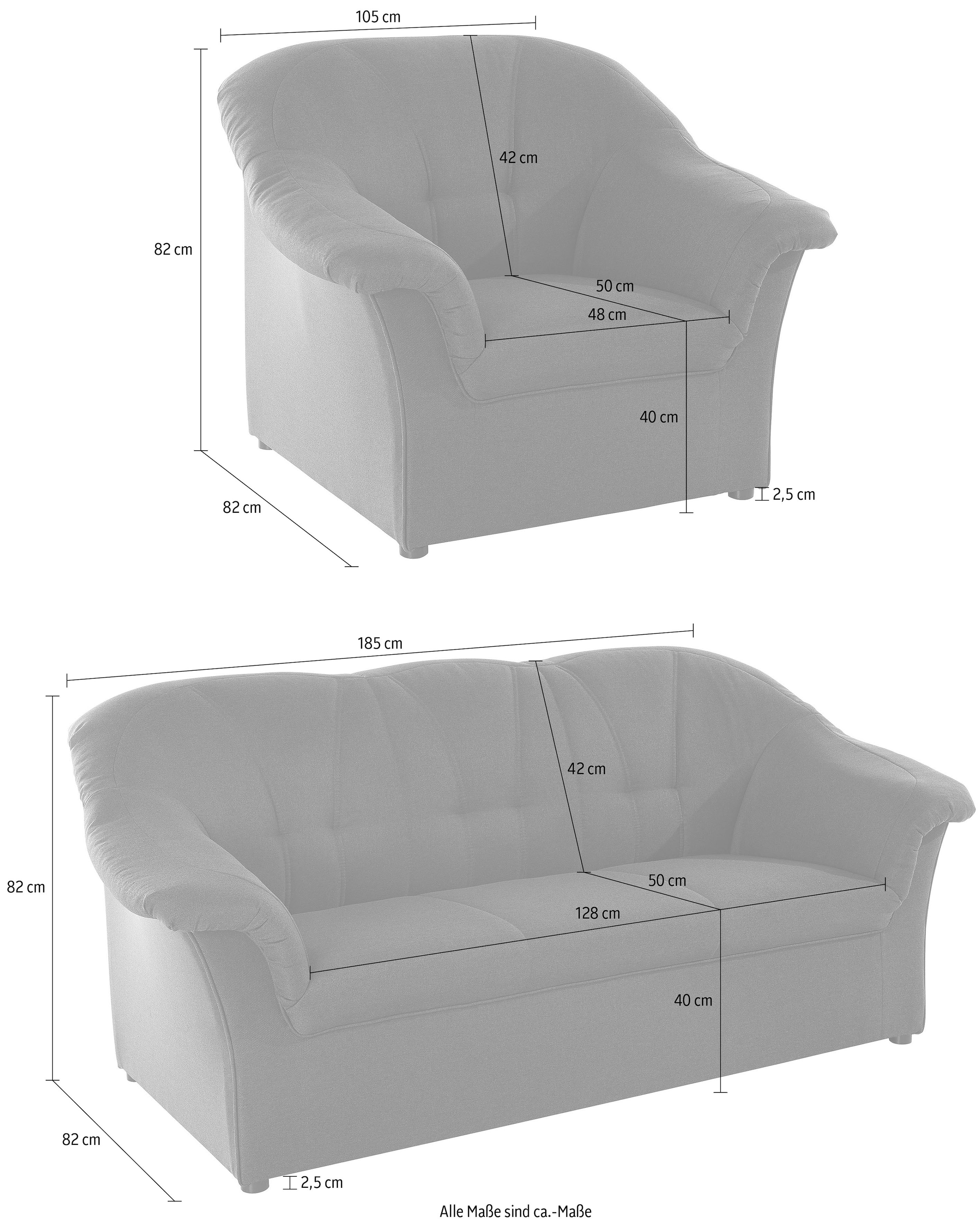 DOMO collection Polstergarnitur »Pegnitz zeitlos und elegant« Set,  Sessel und 3-Sitzer