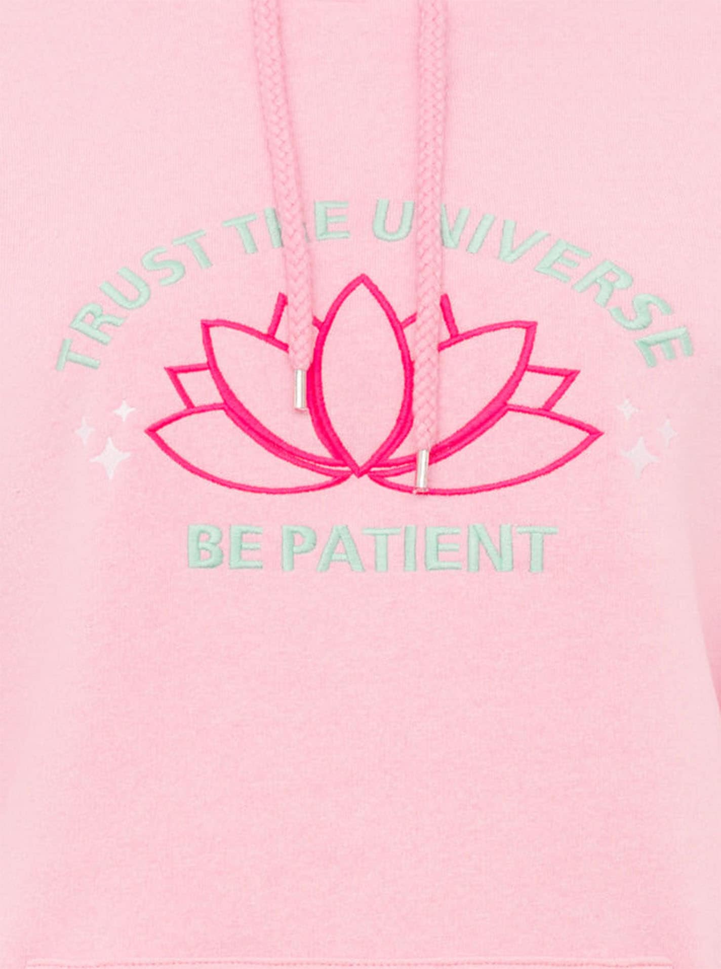 Zwillingsherz Hoodie »"Be Patient"«, Schriftzug und Blüte, gestreifte Ärmelbündchen, Kapuze
