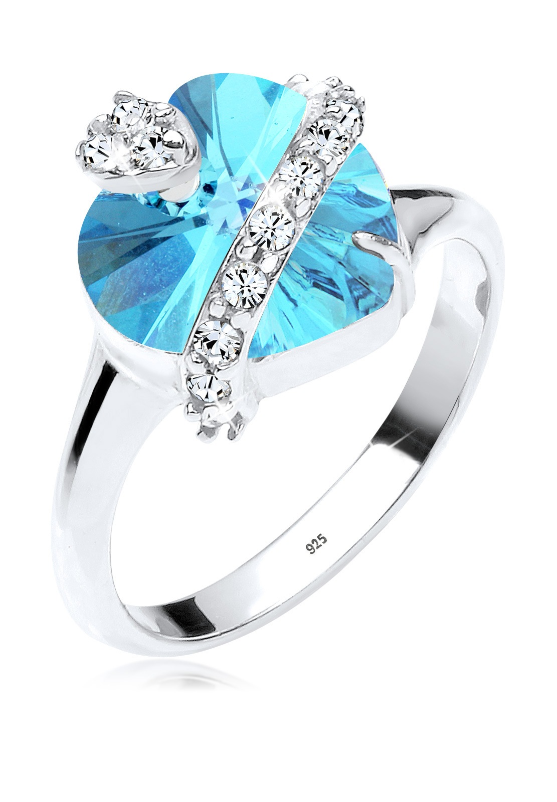 Elli Silberring »Ring Herz Kristalle Glamourös 925 Silber«