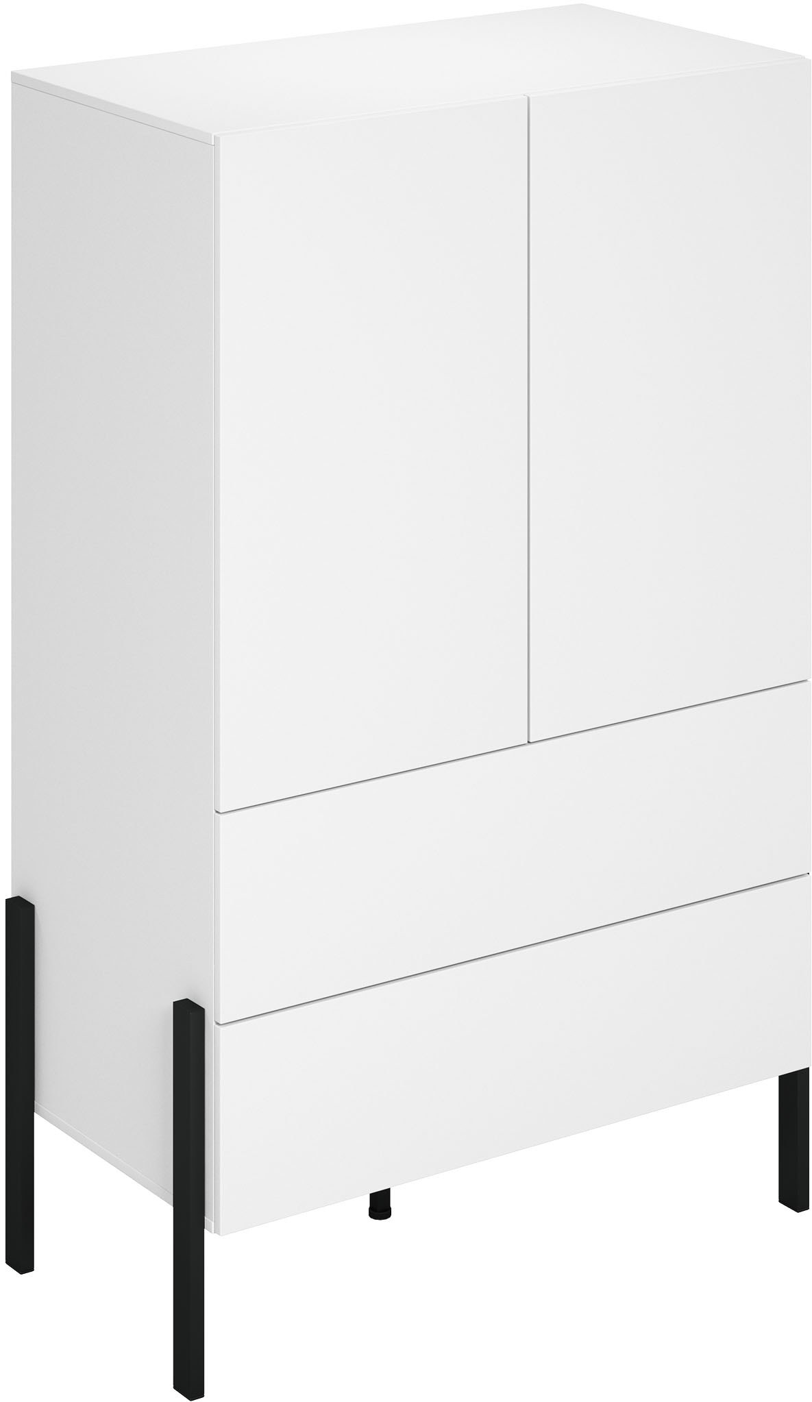 INOSIGN Wäscheschrank »Jukon, moderner griffloser Kleiderschrank, Metallfüsse, Made in Europe«, (90x150x50, ideal für kleine Räume oder Nischen), Mehrzweckschrank,2 Schubladen, 2 Türen, FSC-zertifiziert