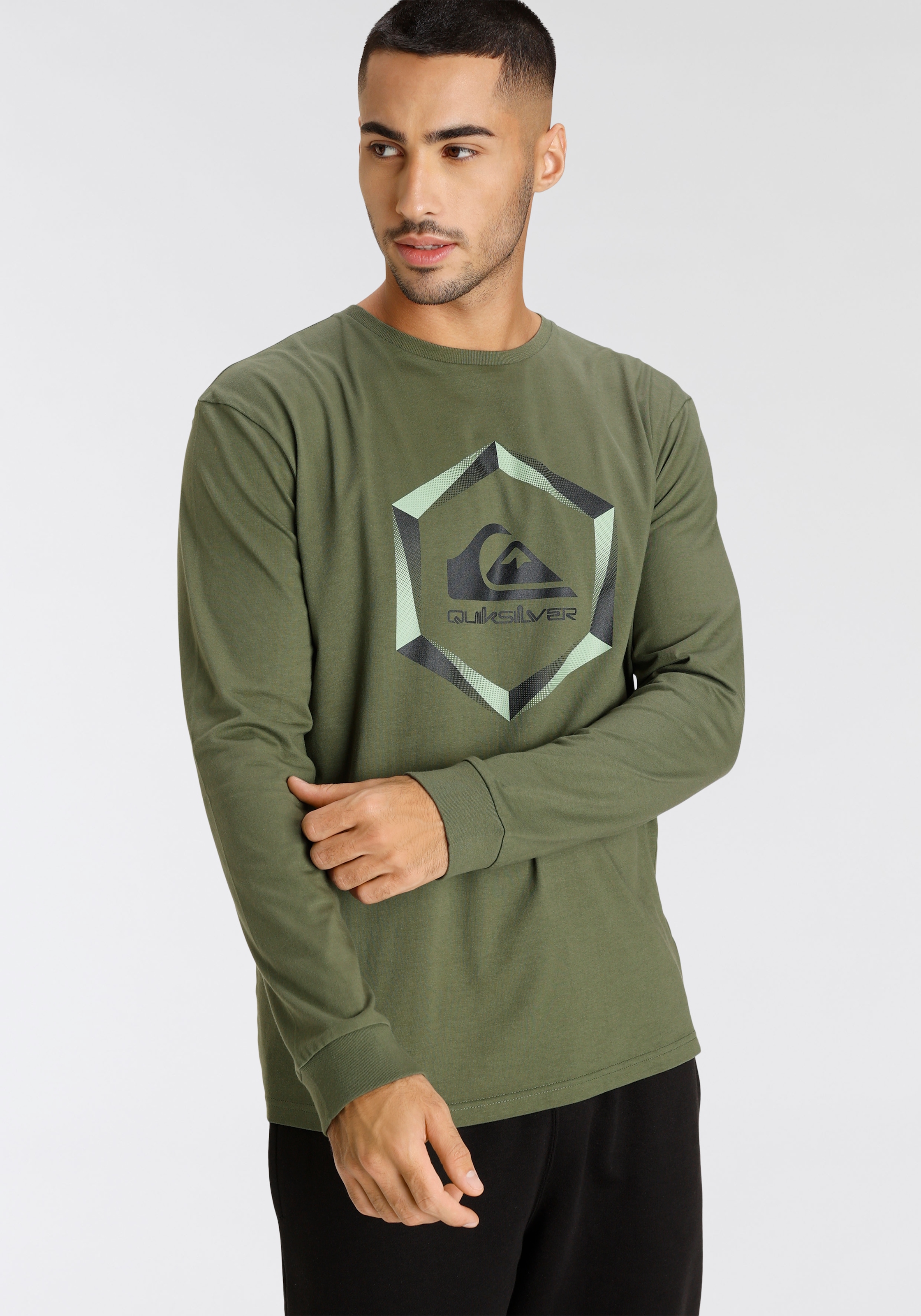 Quiksilver Langarmshirt »Herren Doppelpack mit Logodruck«, (Packung, 2 tlg.)