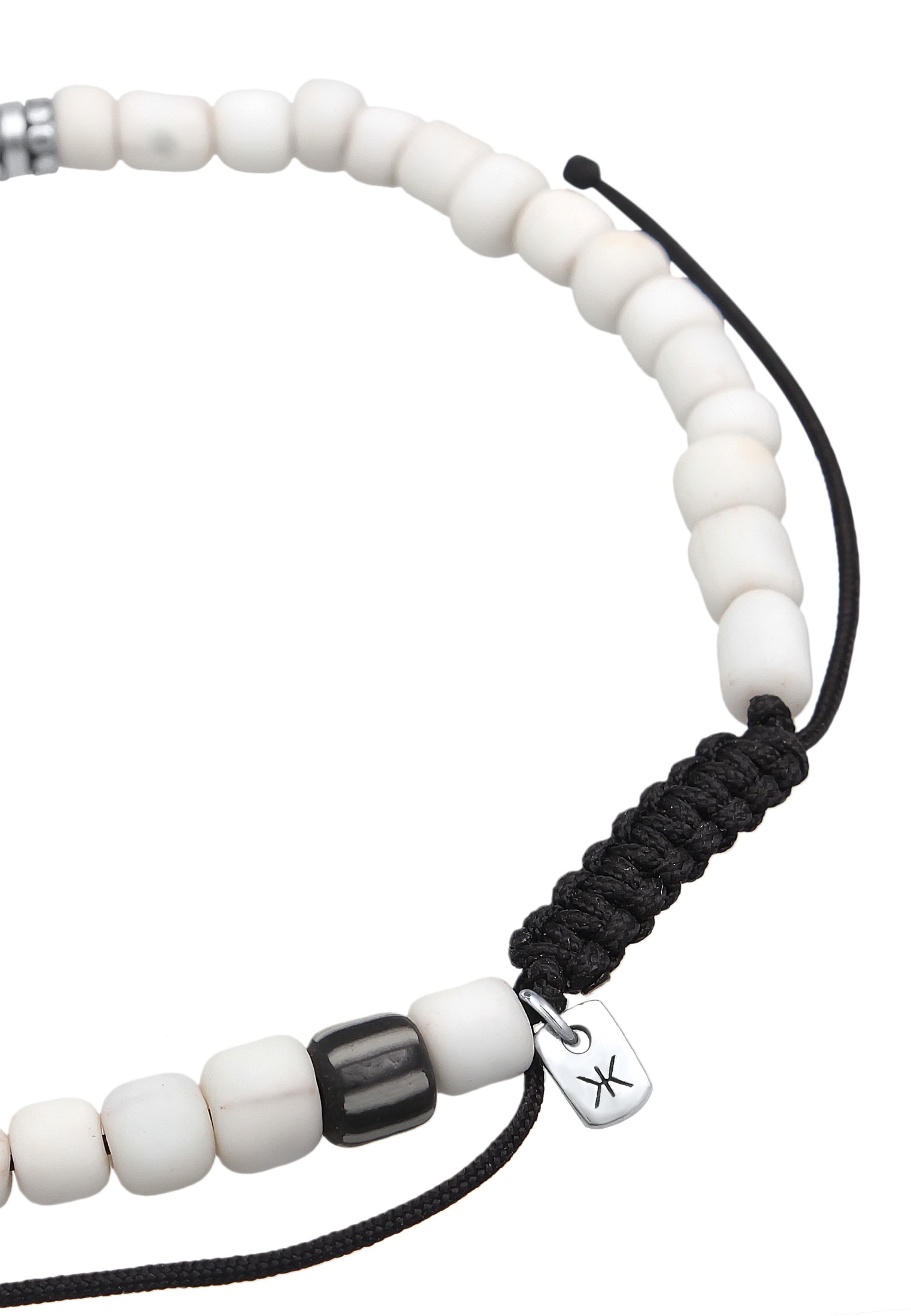 Kuzzoi Fußkette »Fußschmuck Herren Heishi Glas Beads Textilband 925 Silber«