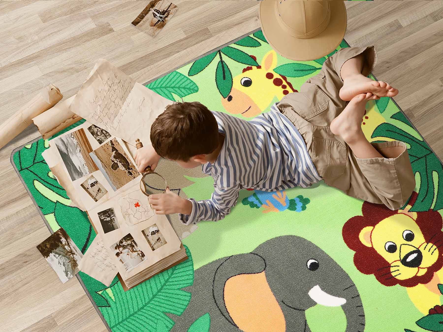 Primaflor-Ideen in Textil Kinderteppich »JUNGLE«, rechteckig, 5 mm Höhe, Motiv Dschungel Tiere, Kinderzimmer