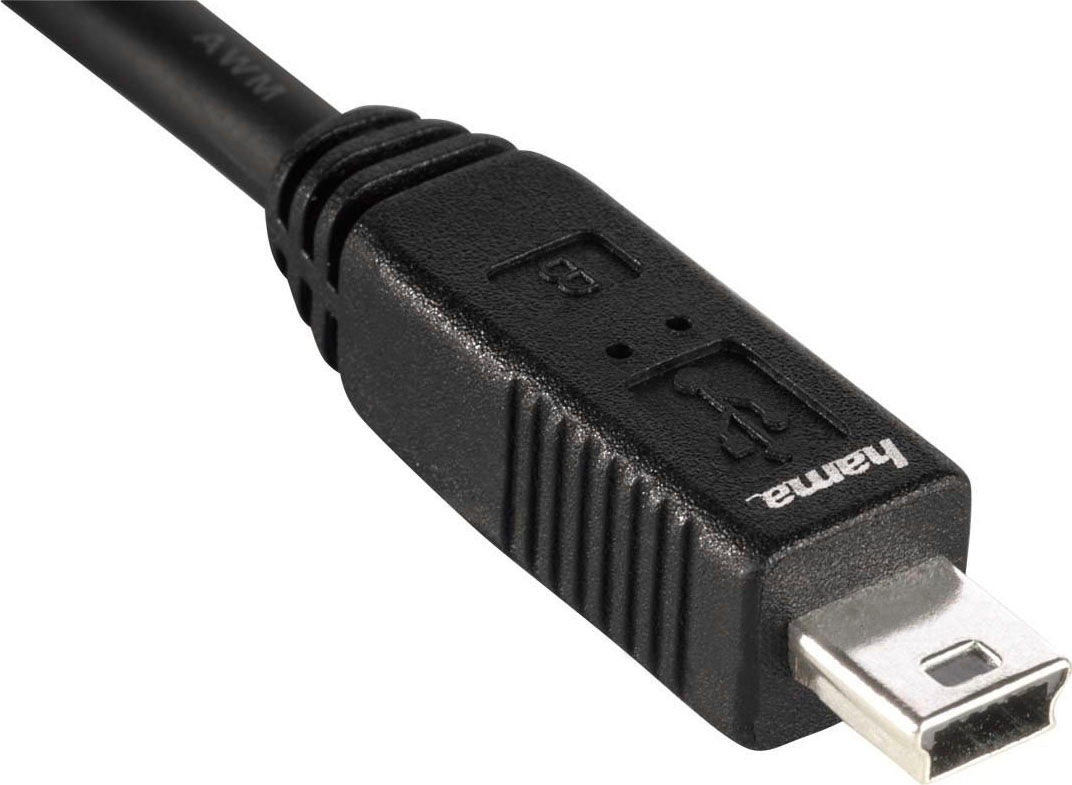 Hama USB-Kabel »USB 2.0 Anschlusskabel, A-Stecker - mini-B-Stecker B5 Pin, 1,8 m«, USB 2.0 Mini-B-USB Typ A, 180 cm