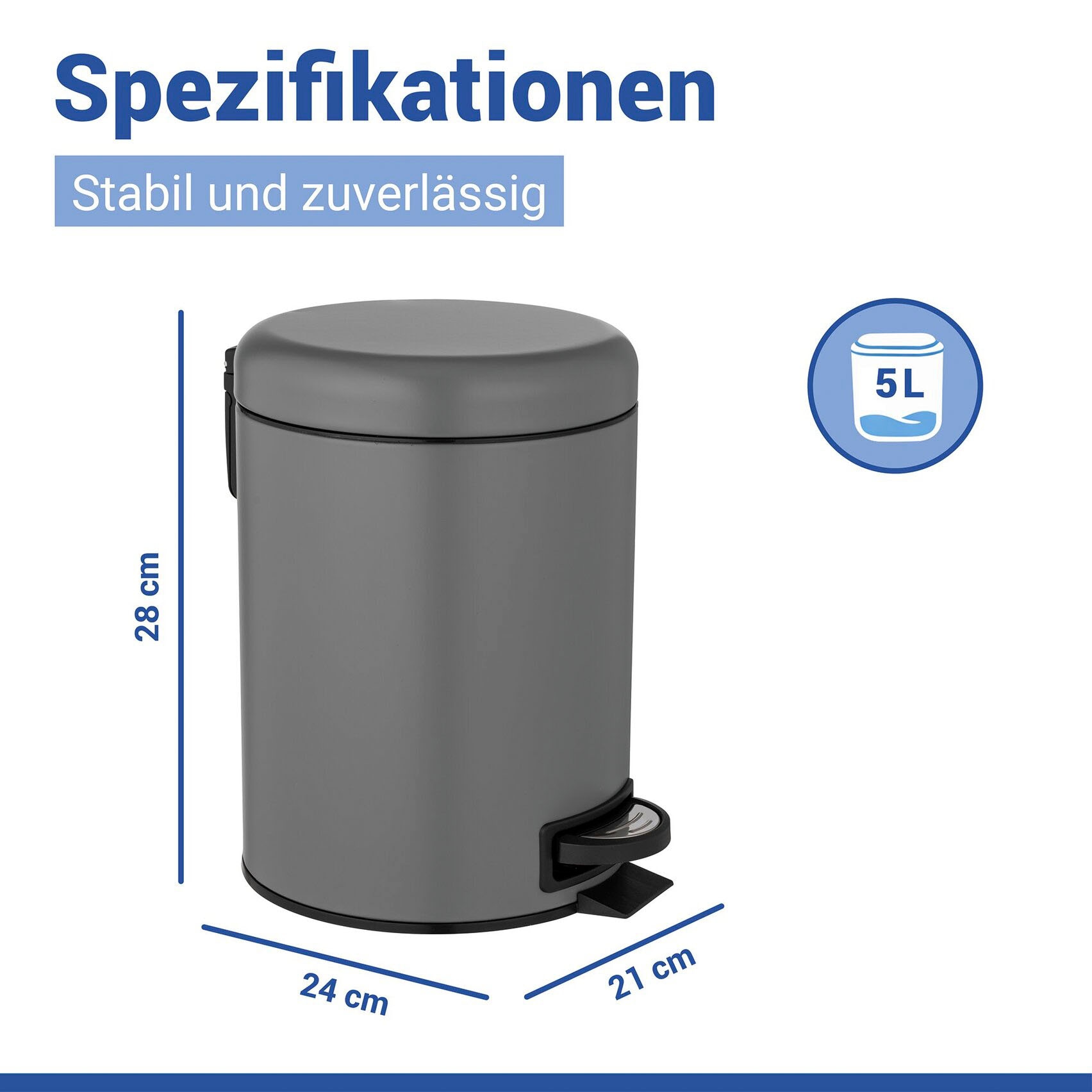 WENKO Kosmetikeimer »Leman« 5 Liter, BxTxH: 21x28x24 cm