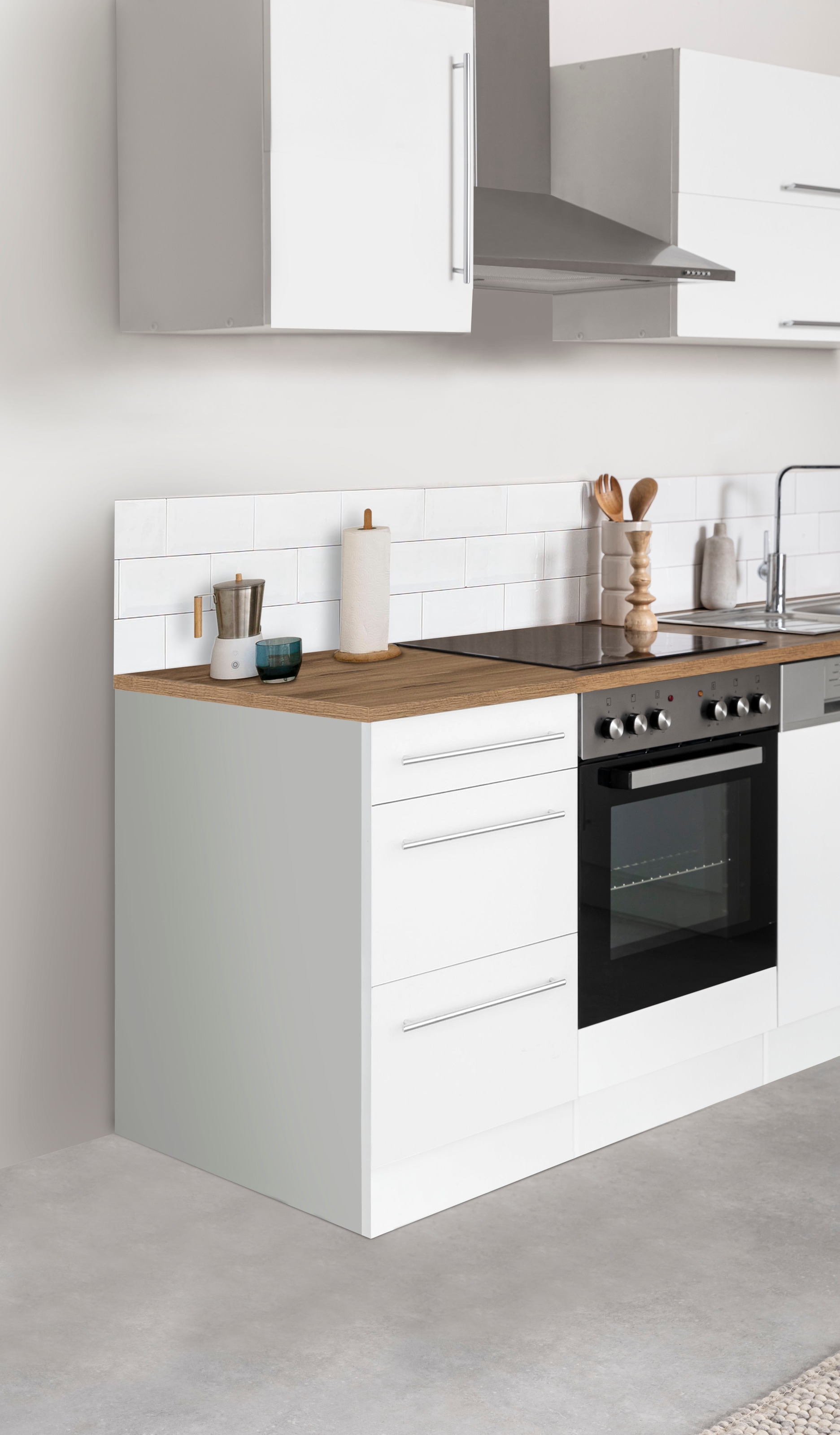 KOCHSTATION Küchenzeile »KS-Samos« Breite 220 cm, wahlweise mit E-Geräten, mit Arbeitsplatte