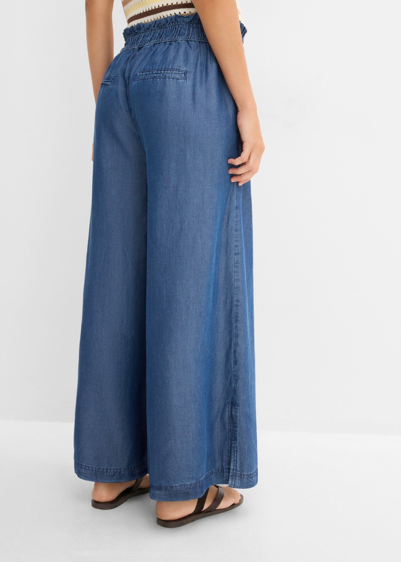 bonprix Palazzohose  in Jeansoptik, aus Lyocell, mit Komfortbund, Loose Fit