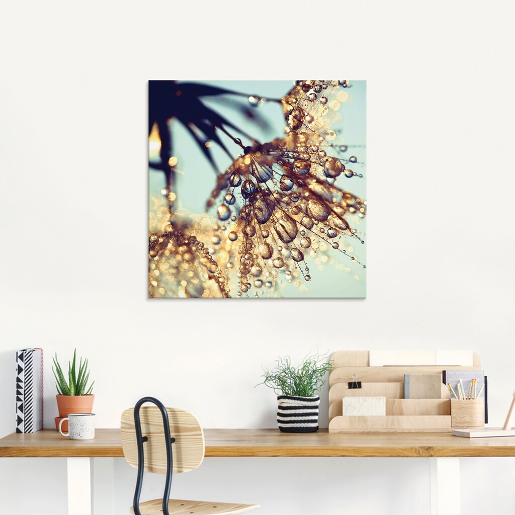 Artland Glasbild »Pusteblume Goldener Regen«, Blumen, (1 St.)