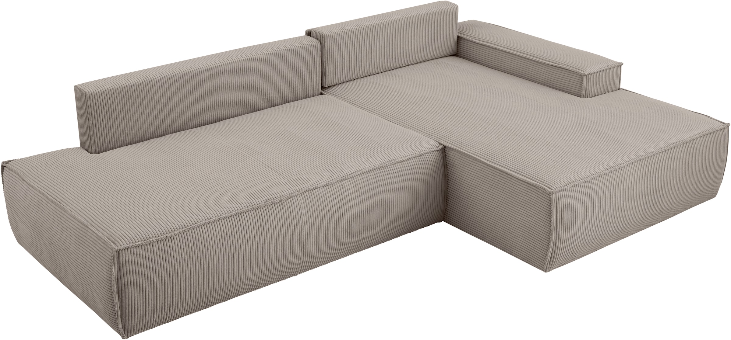 Home affaire Ecksofa »SHERWOOD, Schlafsofa in L-Form offen (275cm), Cord, Leinenoptik«, Schlaffunktion und Bettkasten, Kedernaht, hoher Sitz- & Liegekomfort