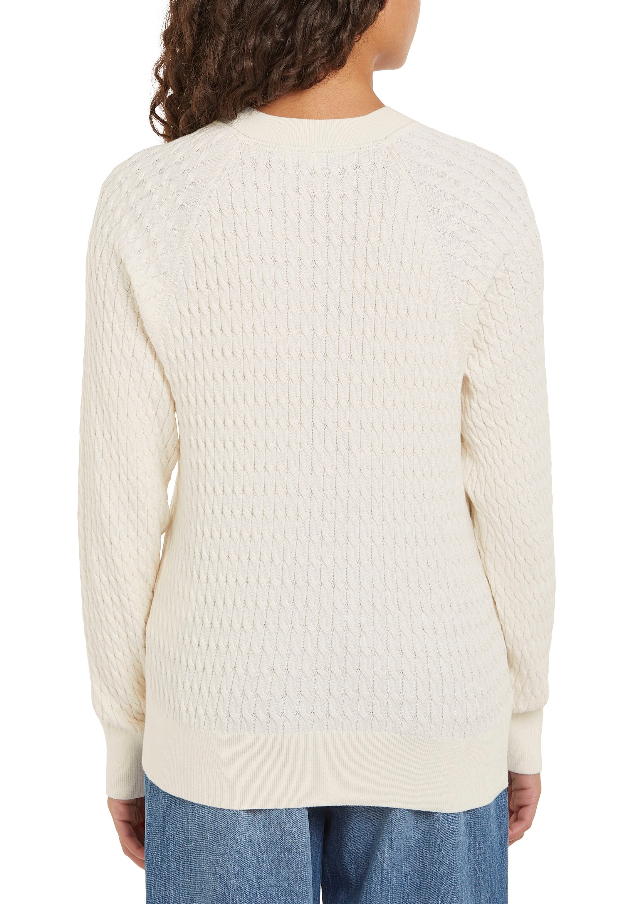 Tommy Hilfiger Rundhalspullover »CO CABLE C-NK SWEATER«, mit Zopfmuster