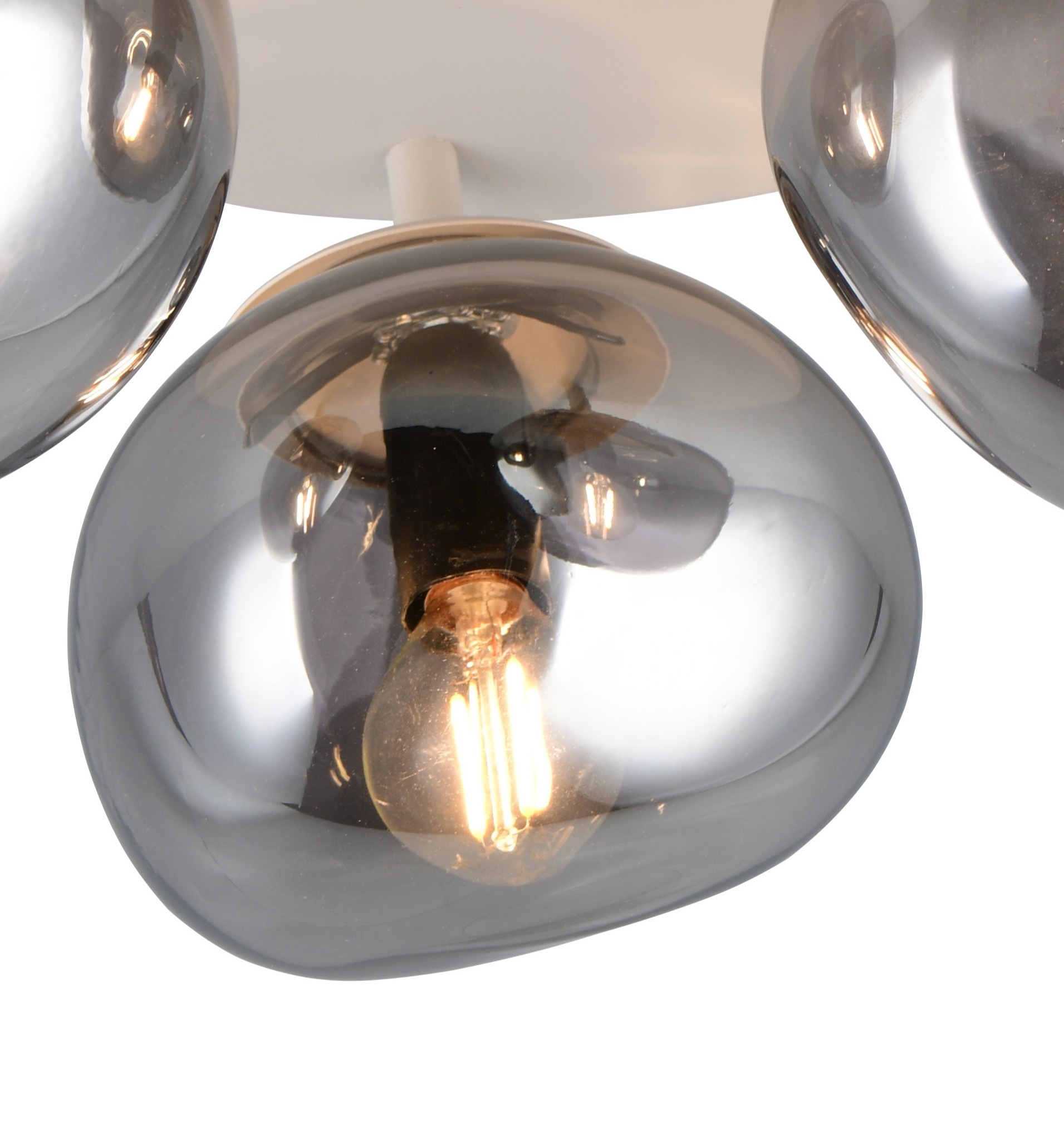 s.Oliver Deckenleuchte »ANJELLA, Deckenlampe exkl 3x E14 max 10W, in warm grey + smoke Glas,«, 3 flammig, Leuchtmittel E14 | Leuchtmittel wechselbar, mit mundgeblasenen Glas Lampenschirmen in rauchgrau, Ø gesamt 40cm