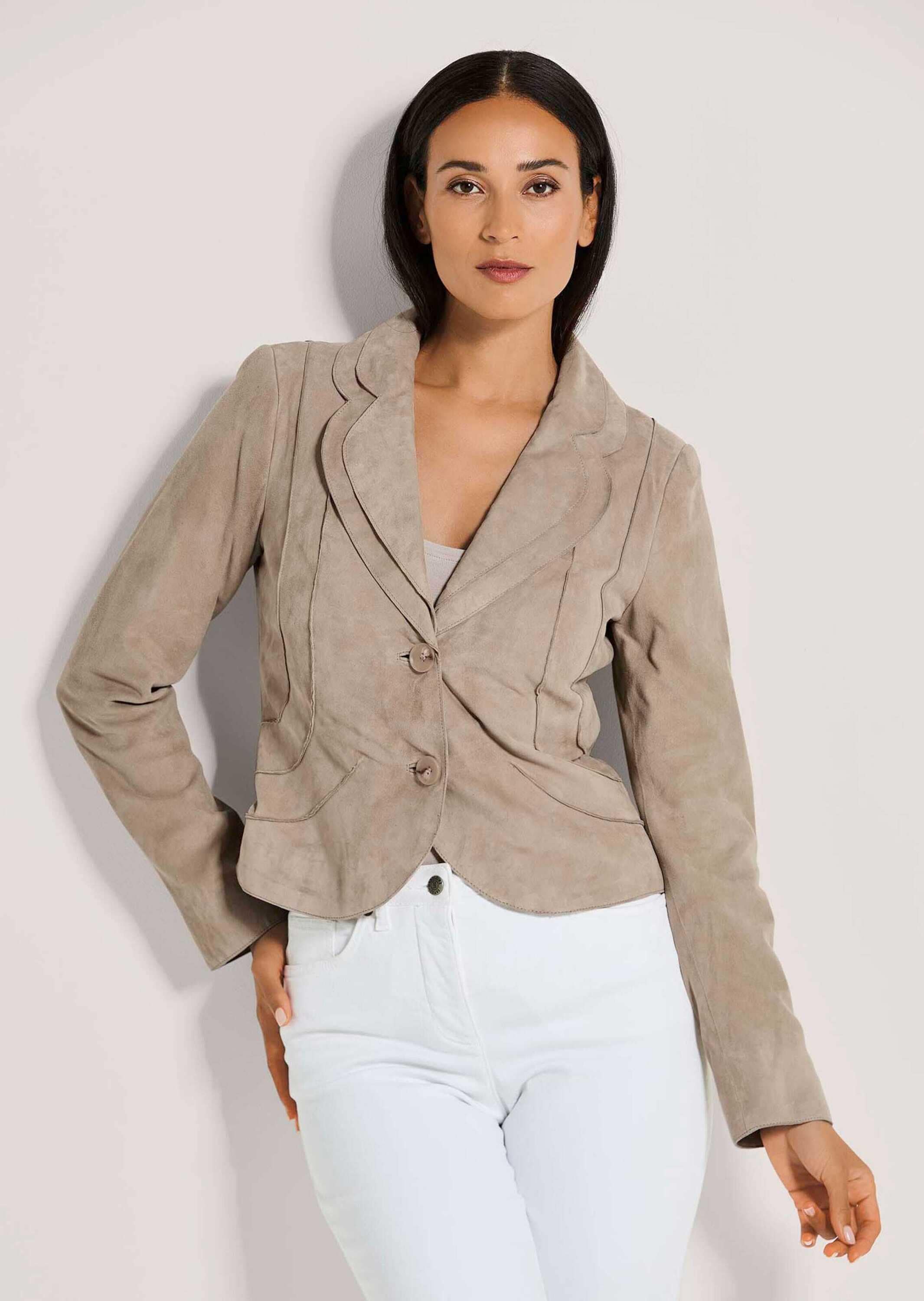 MADELEINE Lederjacke »Lederjacke Kurzblazer aus Ziegenvelours-Leder«