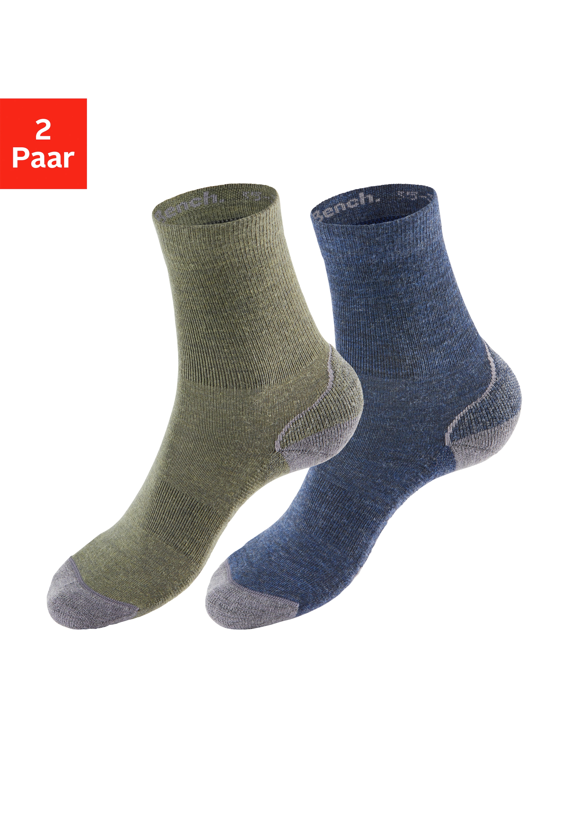 Bench. Wandersocken, (Packung, 2 Paar), Wollsocken aus flauschigem Material mit 51% Wolle