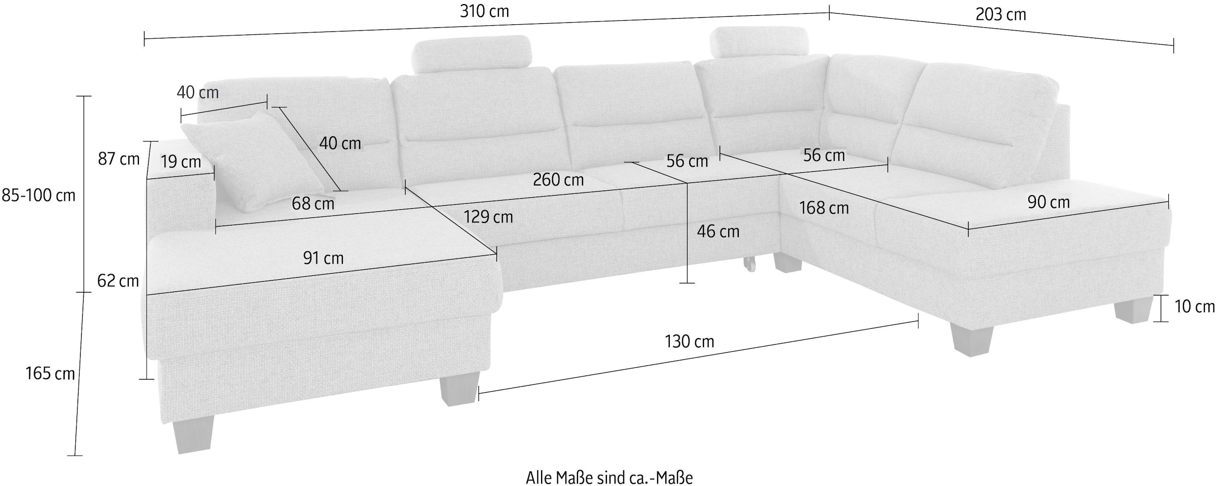 TRENDMANUFAKTUR Wohnlandschaft »Chamber, zeitlos und modern, bequem, hoher Sitzkomfort, U-Form«, wahlweise mit Schlaffunktion