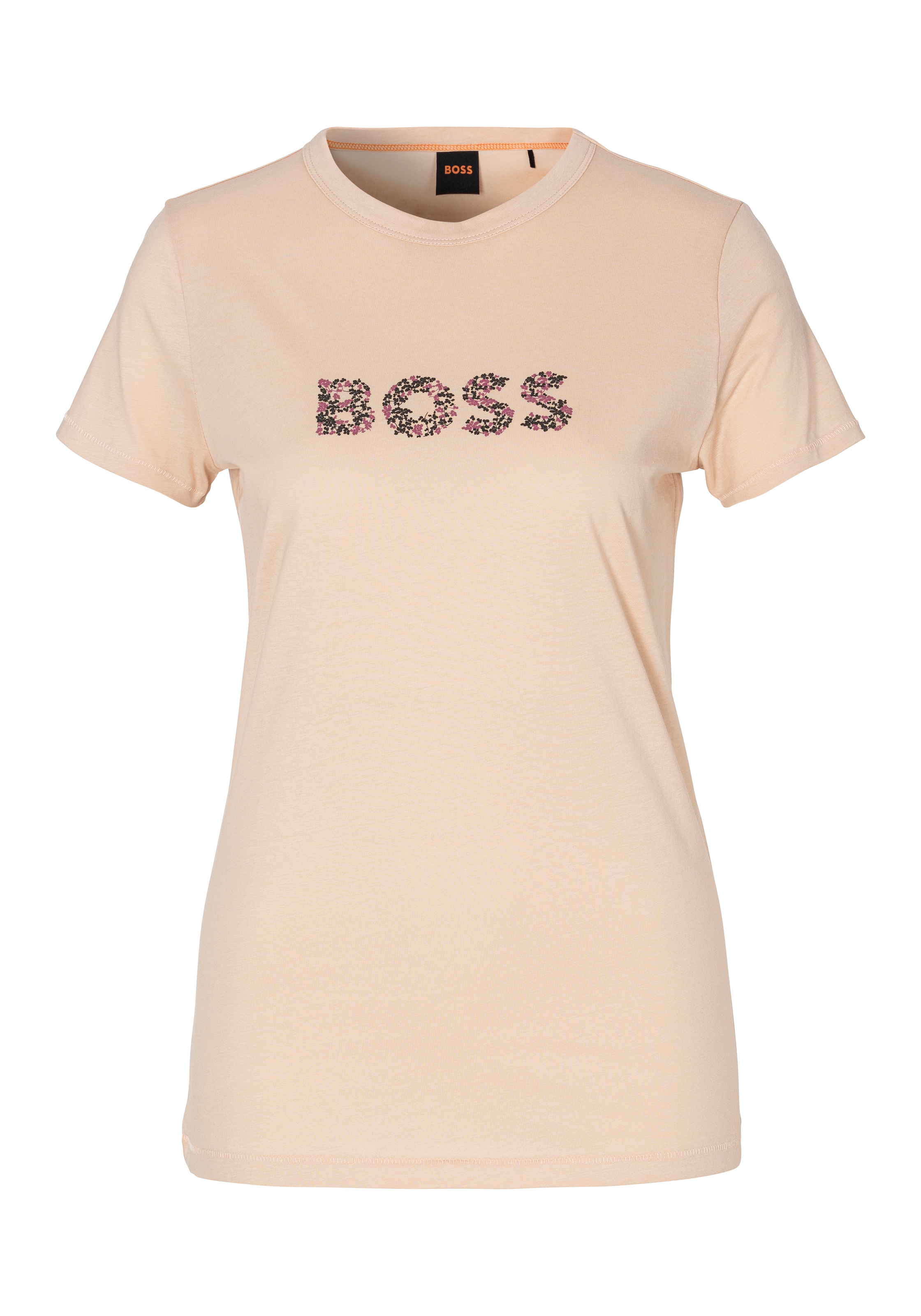 T-Shirt »C_Elogo_print6«, mit BOSS Logoschriftzug mit Mille Fleur Print