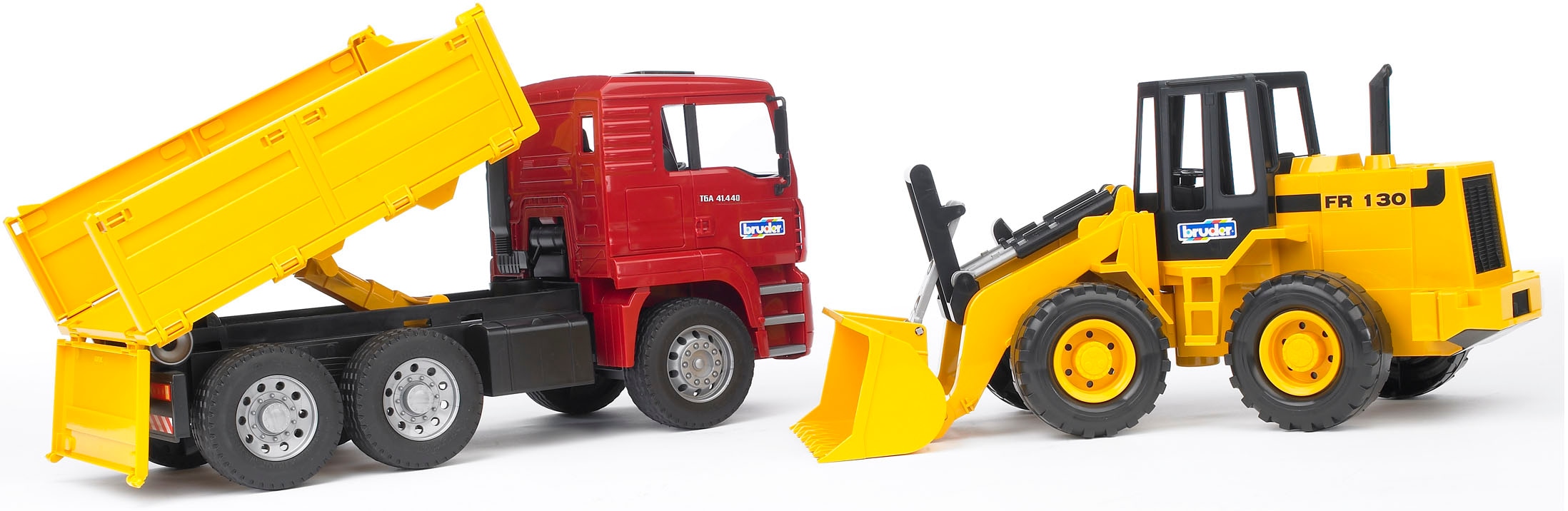 Bruder® Spielzeug-Kipper »MAN TGA Kipp-LKW 40 cm mit Gelenkradlader FR130 40c (02752)« Made in Europe