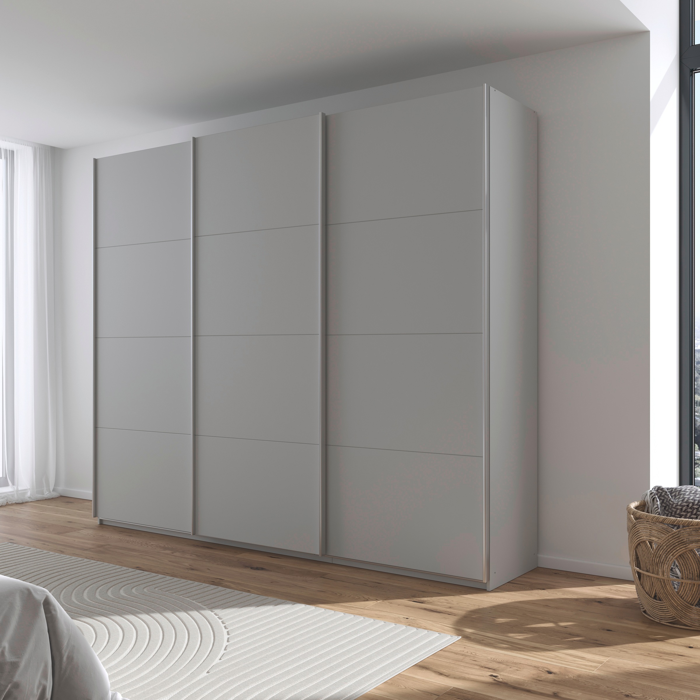 rauch Schwebetürenschrank »Kleiderschrank Schrank Garderobe AGORDO mit Dekor- oder Hochglanzfront«, (in zwei Griff-Farben), durchdachte Innenausstattung, in 4 Breiten und 2 Höhen MADE IN GERMANY