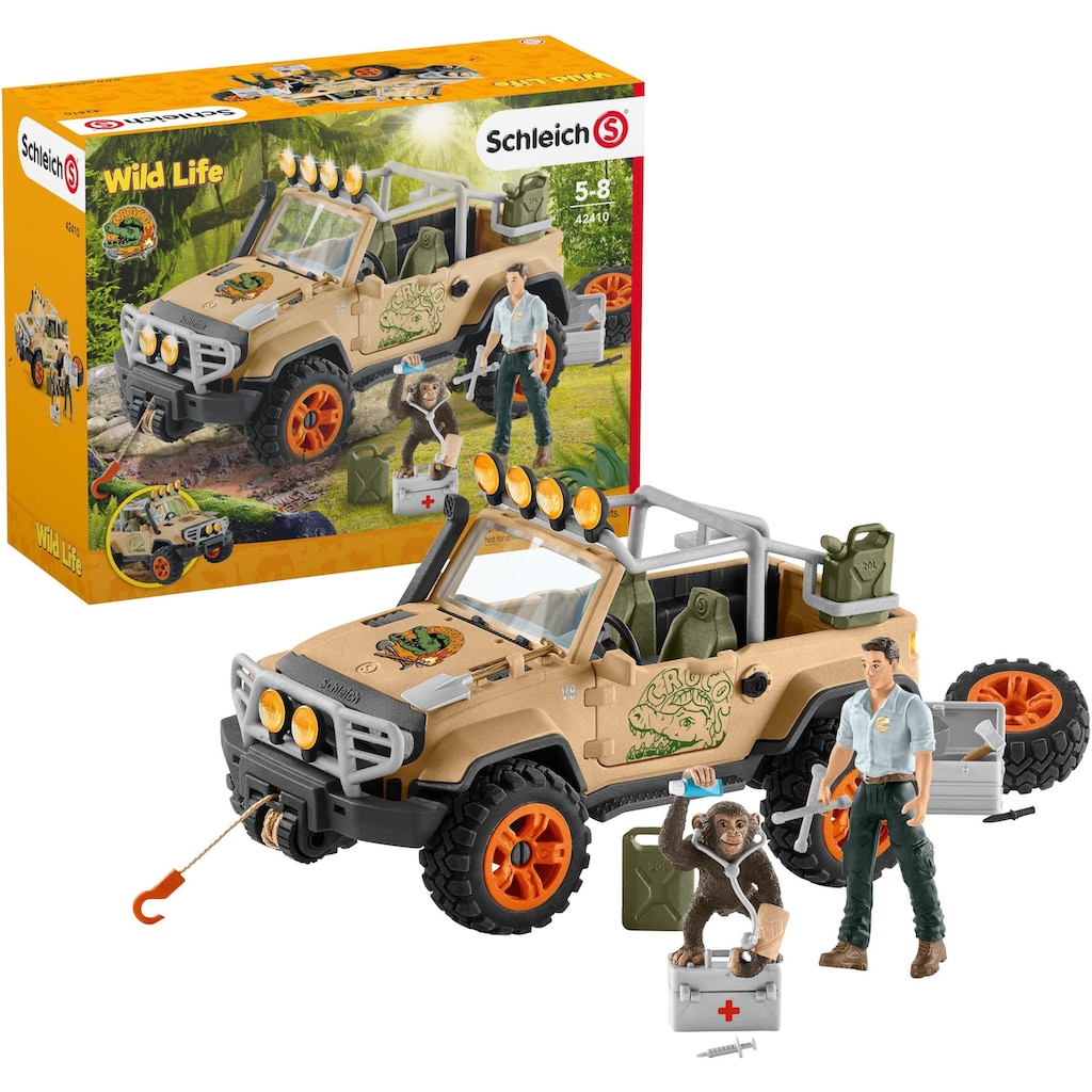 Schleich® Spielzeug-Auto »Wild Life, Geländewagen mit Seilwinde (42410)«, (Set)