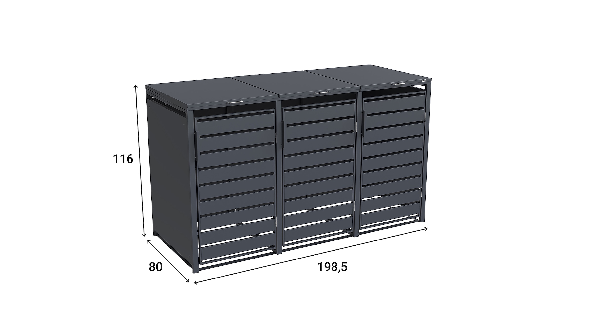 weka Mülltonnenbox »Gary« Metall pulverbeschichtet, für 3 Mülltonnen, BxTxH: 189,5x80x116 cm