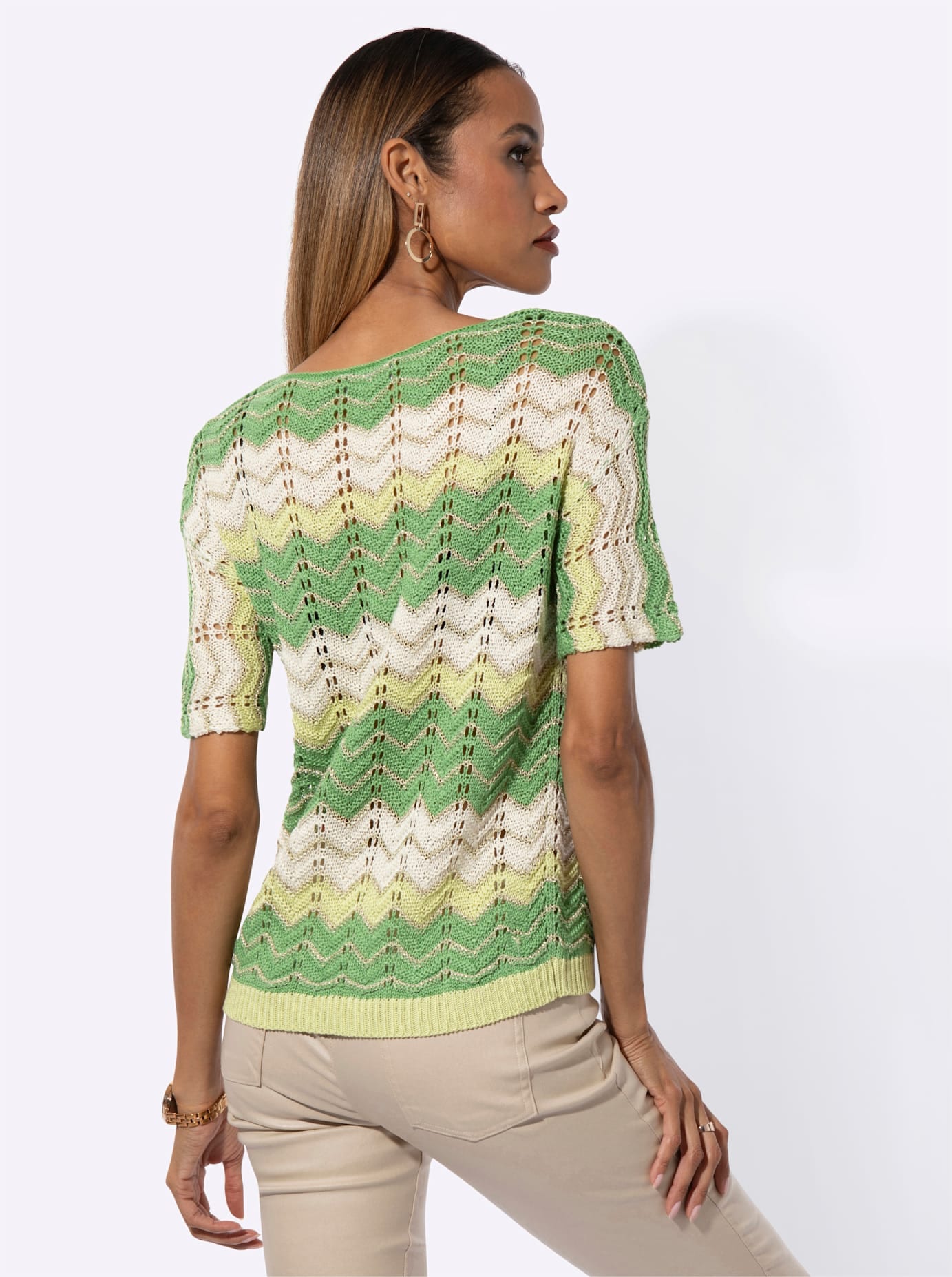 creation L Rundhalspullover »Ajour-Pullover«