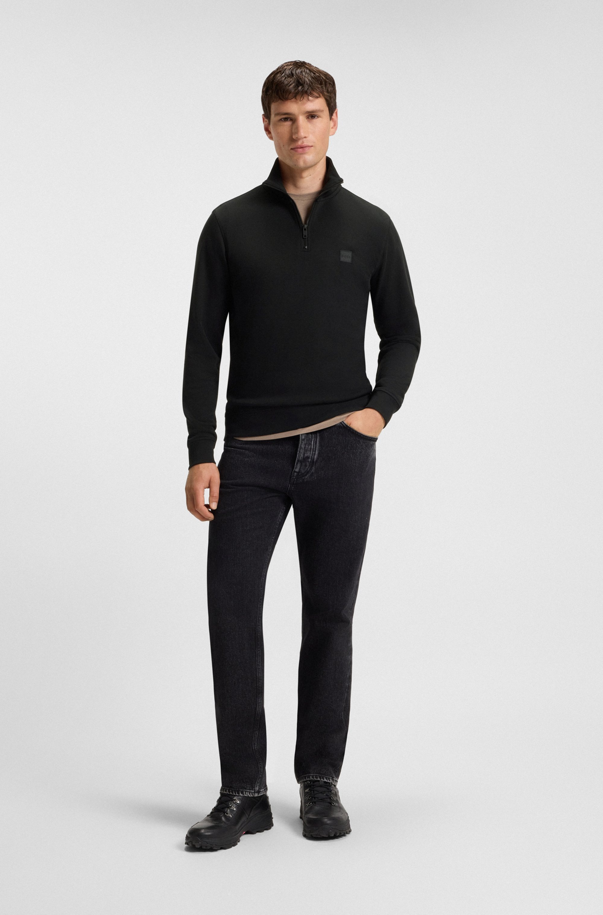 BOSS ORANGE Sweatshirt »Zetrust«, 1 Stk. Troyerkragen mit Reißverschluss, Regular Fit, BOSS-Label
