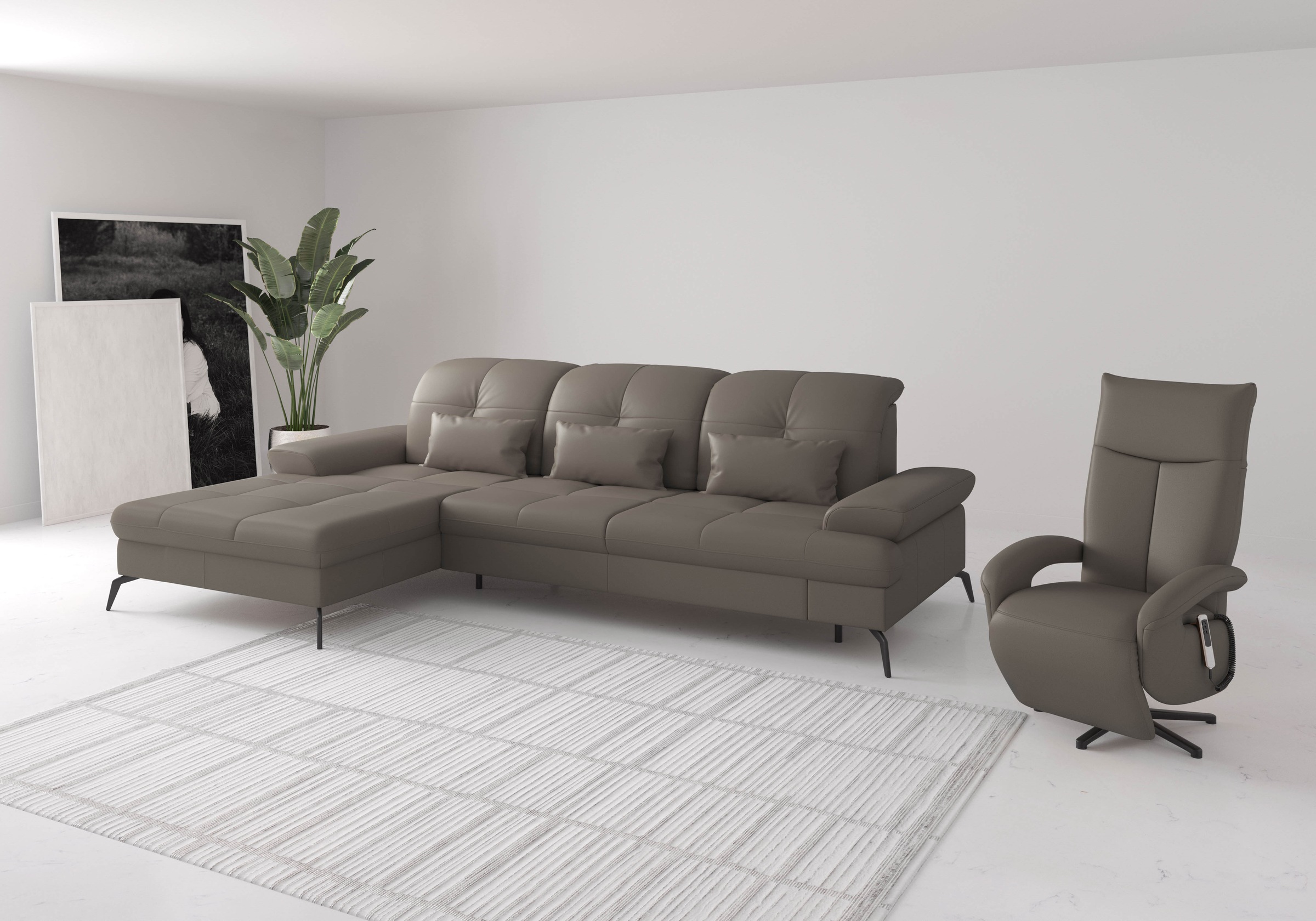 sit&more Ecksofa »Amica, L-Form, inkl. Sitztiefenverstellung & Armteilverstellung«, wahlweise mit Bettfunktion, Bettkasten und Kopfteilverstellung