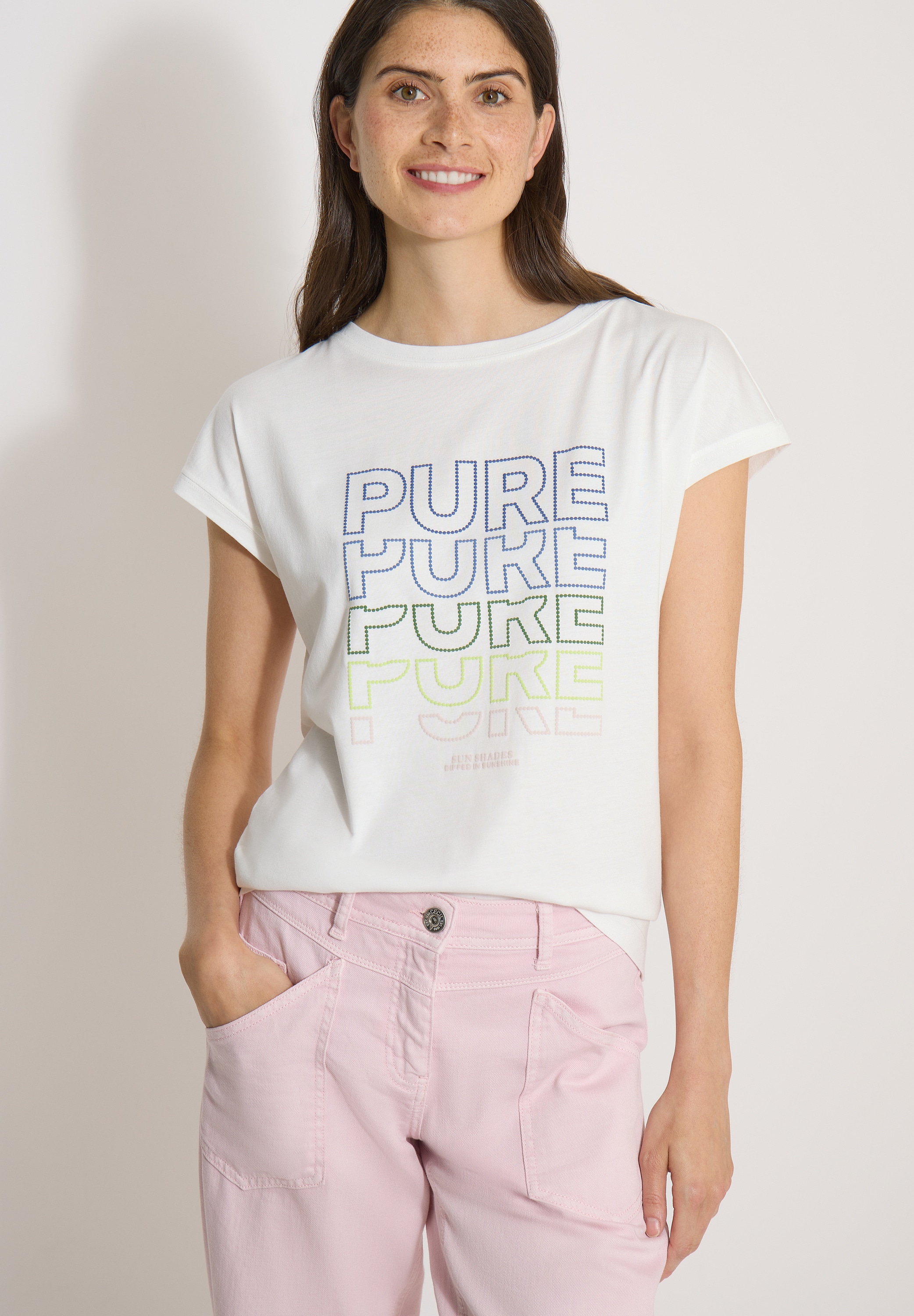 Cecil Kurzarmshirt Sommershirt mit Boat Neck und Frontprint