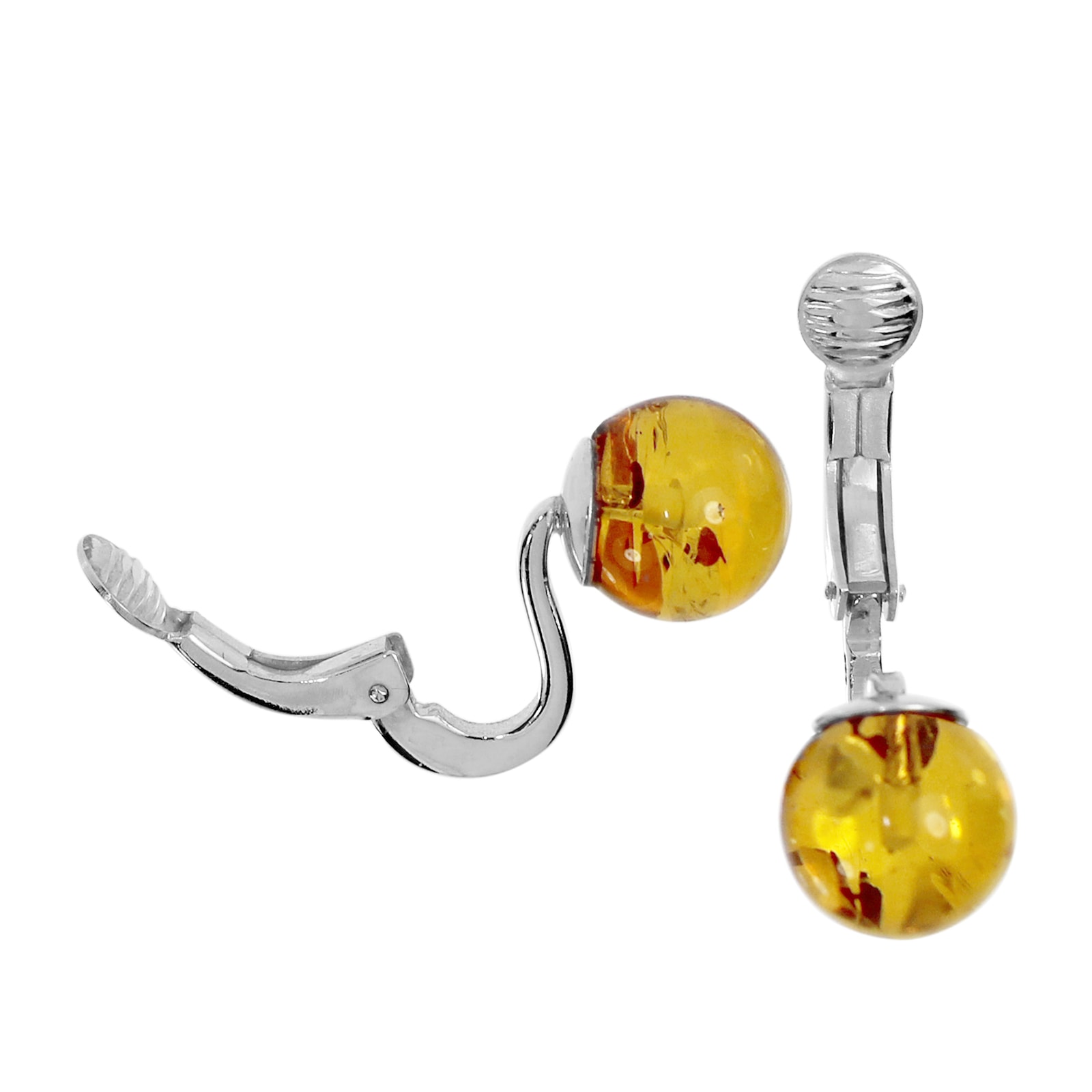 OSTSEE-SCHMUCK Paar Ohrclips »- Kugel 10 mm - Silber 925/000 - Bernstein«
