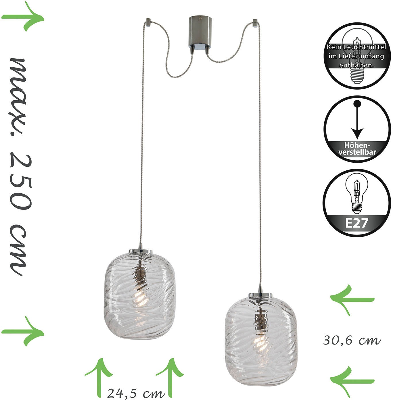 ECO-LIGHT Pendelleuchte »Nereide«, Leuchtmittel E27 | ohne Leuchtmittel