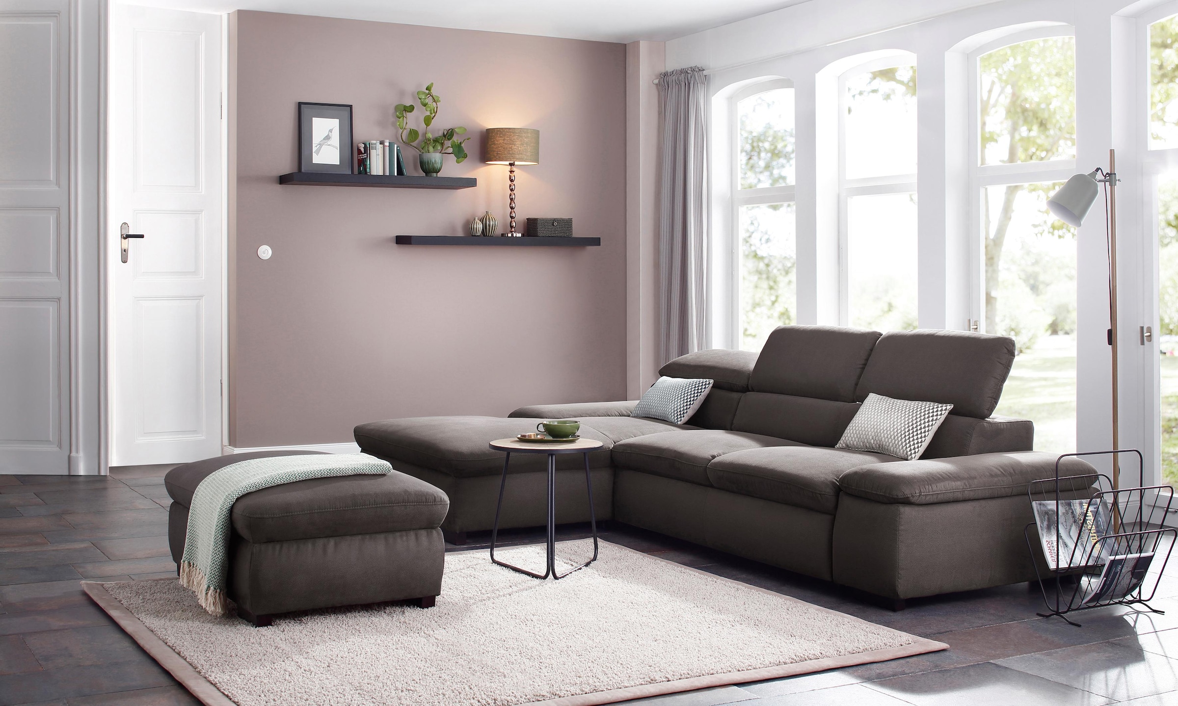 Home affaire Ecksofa »Alberto L-Form«, mit Kopfteilverstellung, wahlweise mit Bettfunktion