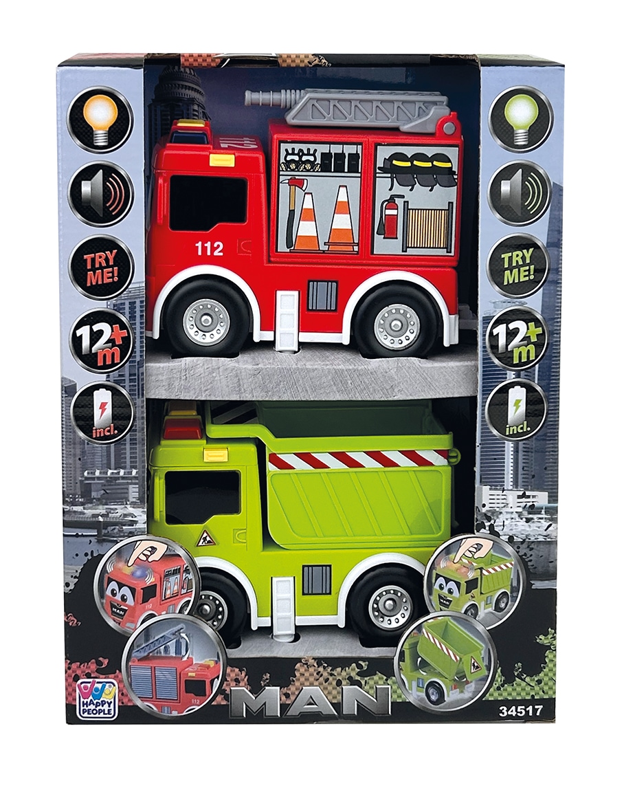 Happy People Spielzeug-Auto »MAN KIDS Feuerwehr 2er Set« mit Licht und Sound