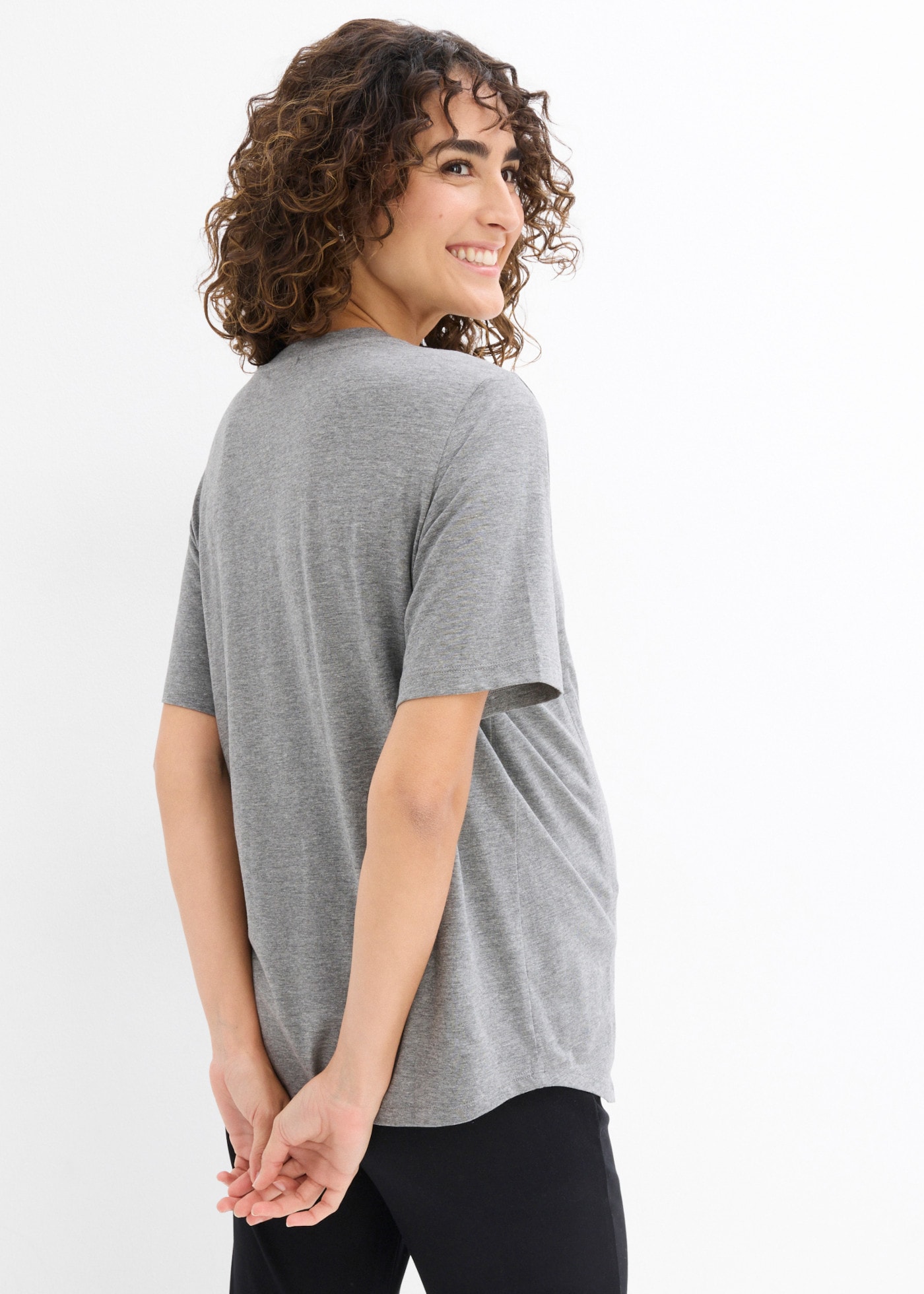 bonprix Umstandsshirt mit Reißverschlüssen zum Stillen, Rundhalsausschnitt, Kurzarm