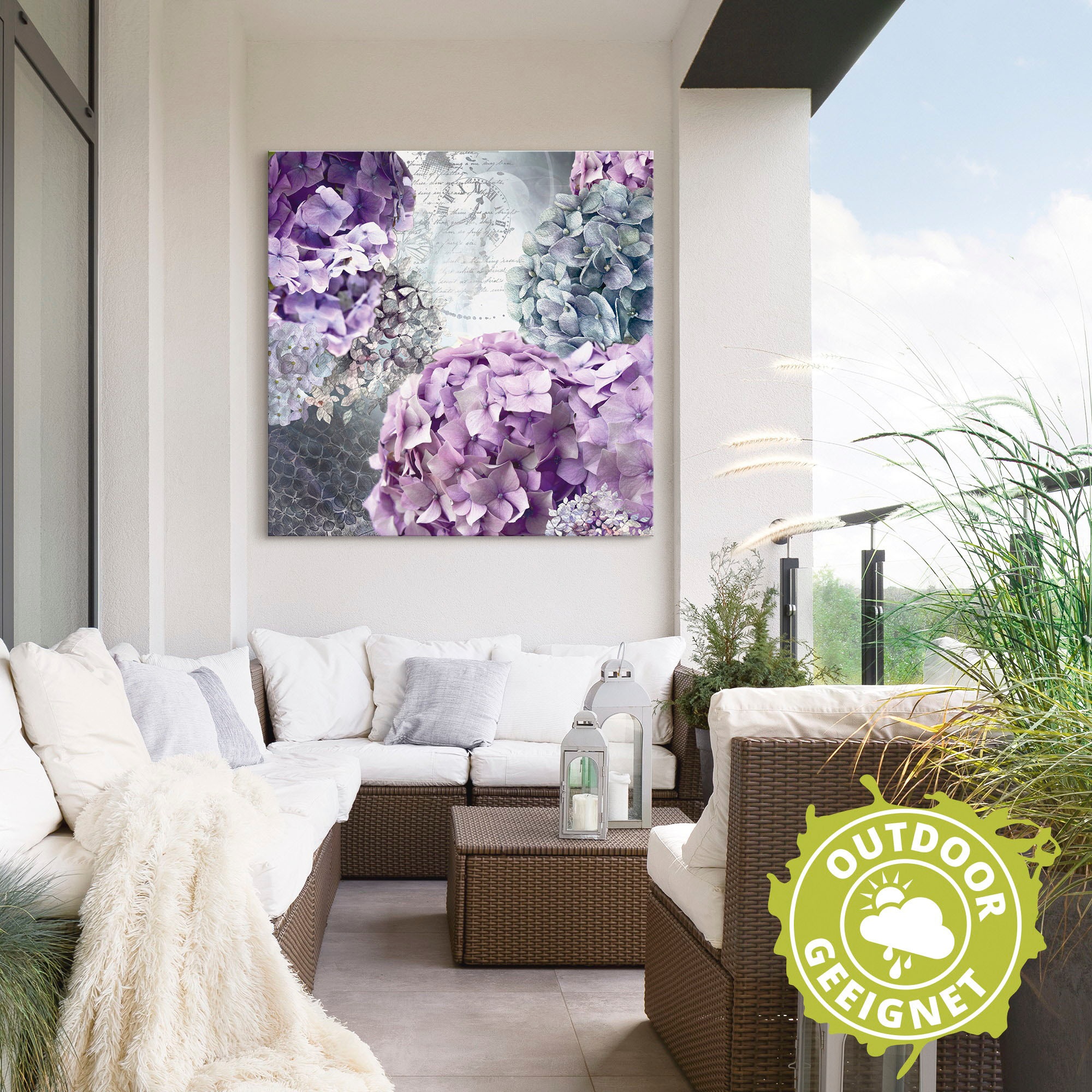 Artland Wandbild »Blau und Grau Hortensie«, Blumen, (1 St.), als Alubild, Outdoorbild, Leinwandbild, Poster in verschied. Größen