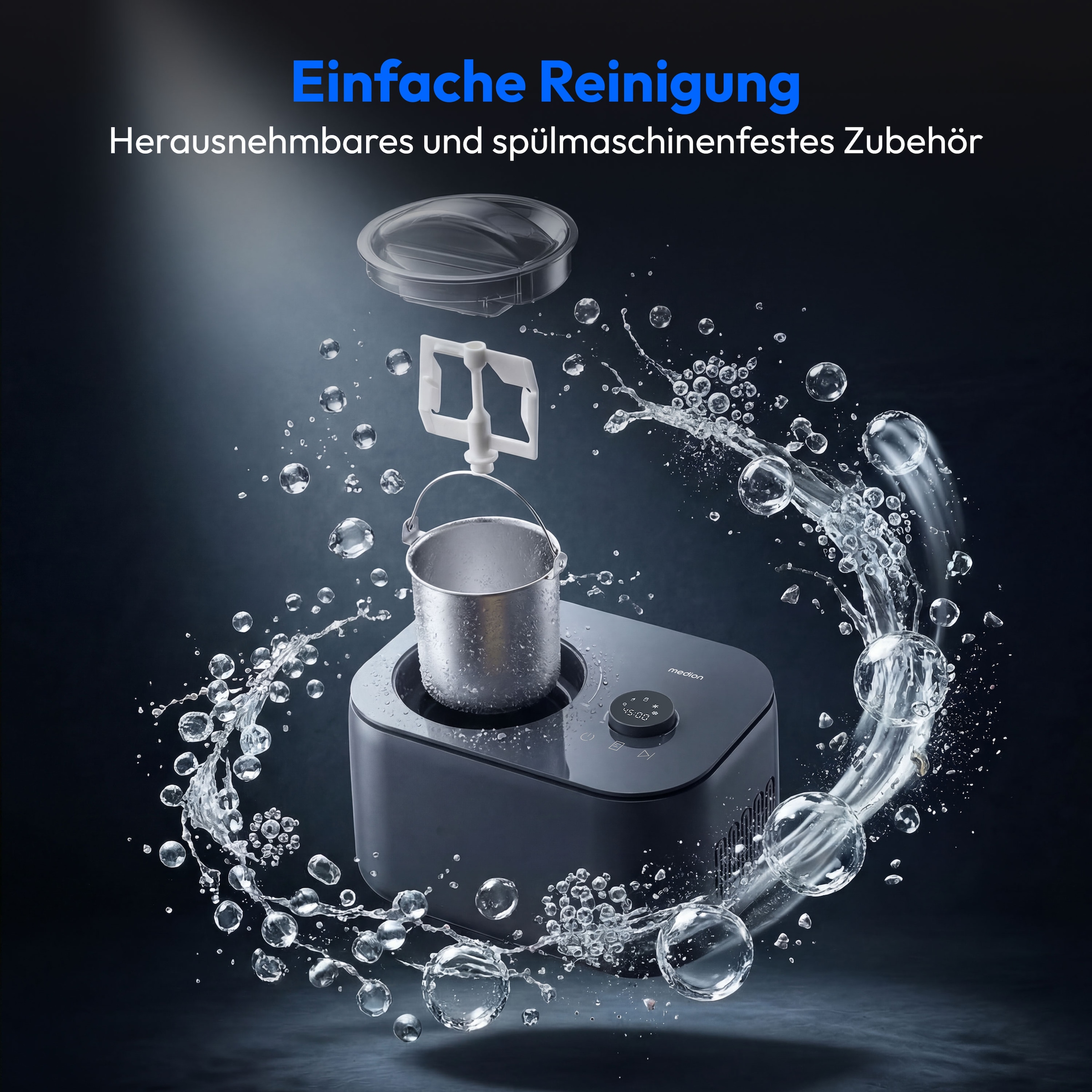 Medion® Eismaschine »MD 100116« 1 l 100 W Mixen, Eis, Joghurt oder Slush zubereiten, Eis nachkühlen