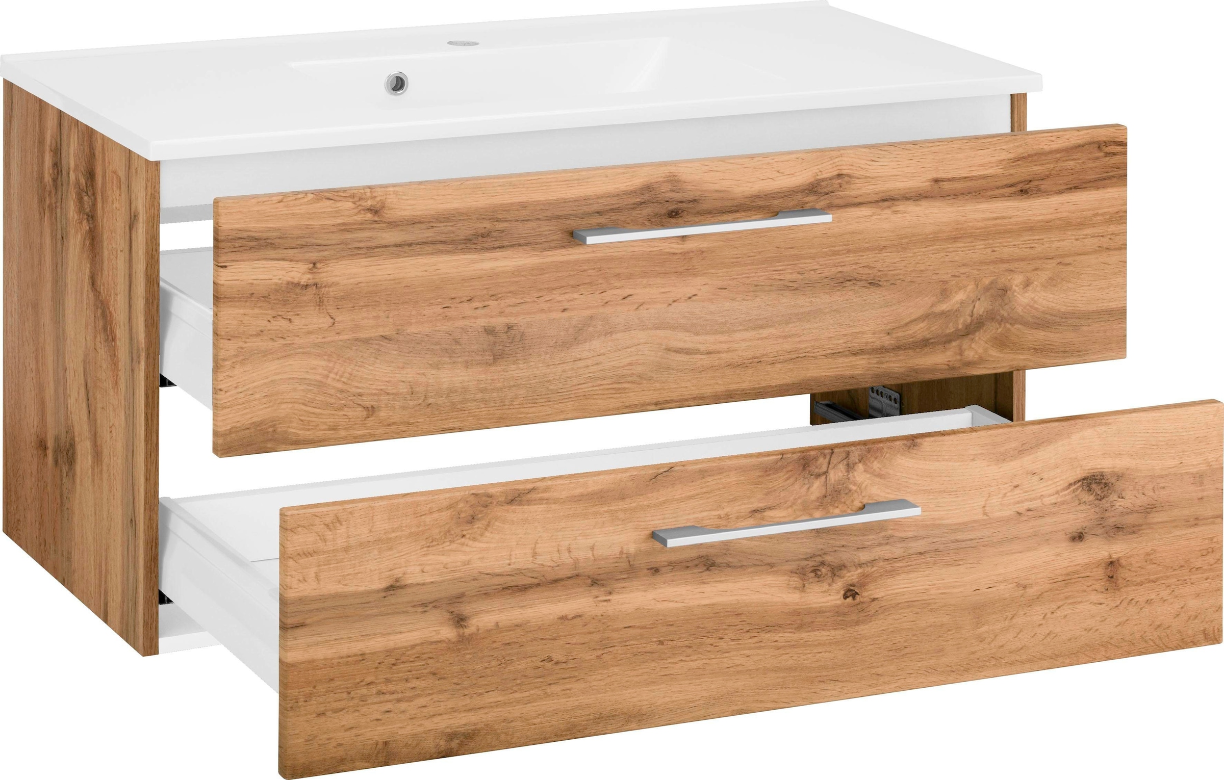 welltime Waschbeckenunterschrank »Soria«, Badmöbel Waschtisch inkl. Waschbecken, Breite 100 cm